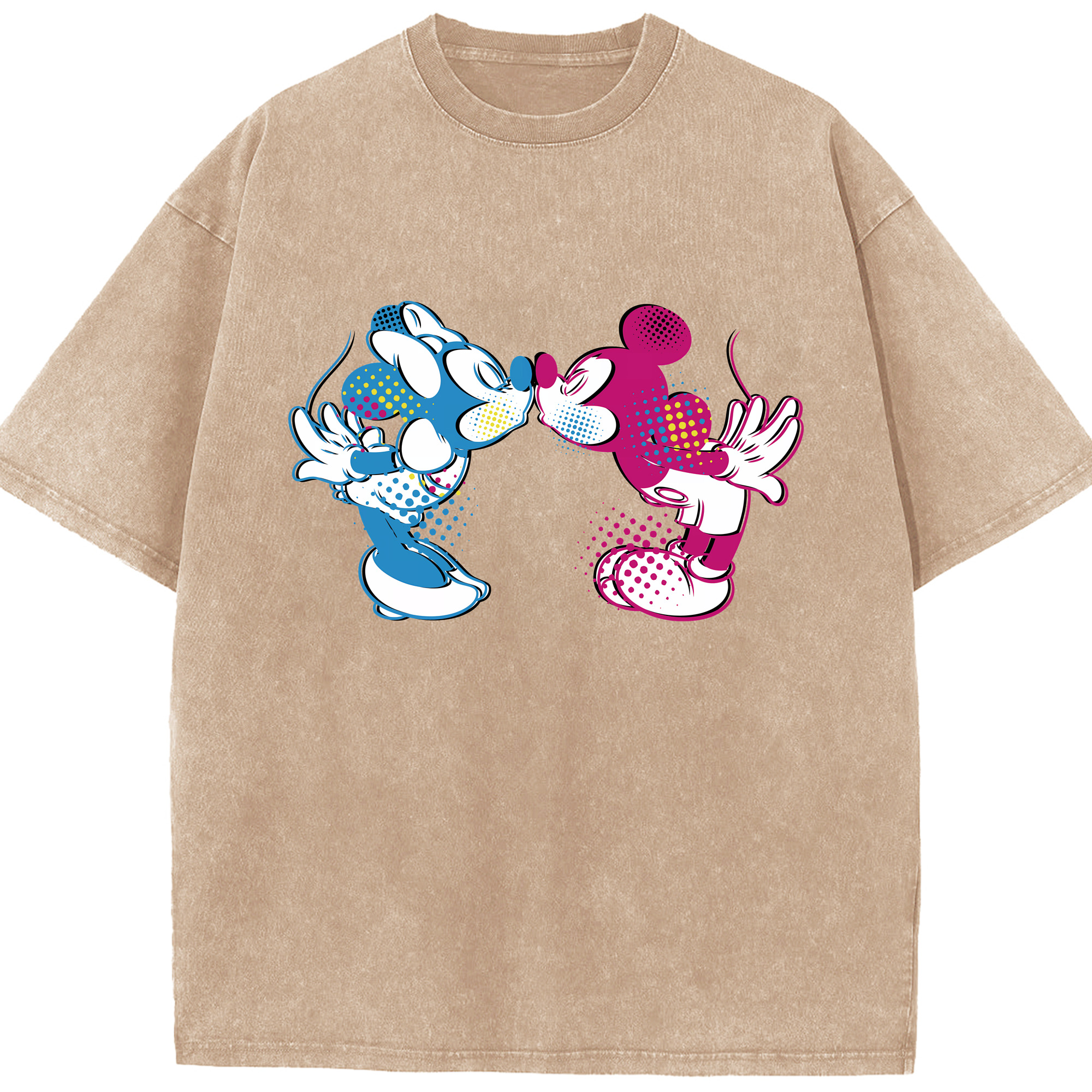 （画像用） ミッキーマウス Mickey Mouse 綿100% ヴィンテージ風 半袖Tシャツ（フロントプリント）
