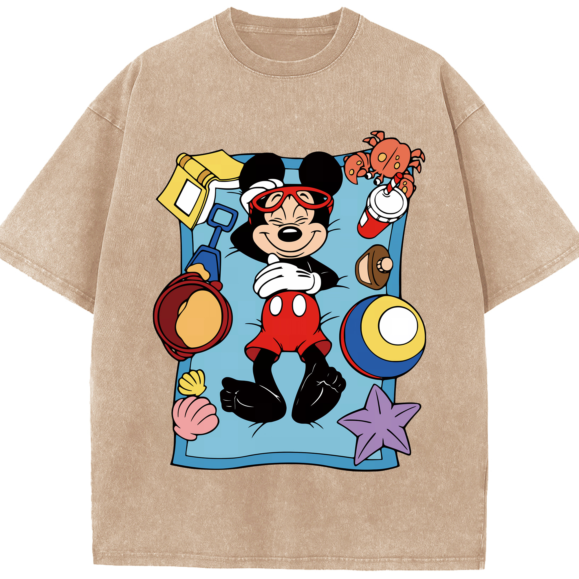 （画像用） ミッキーマウス Mickey Mouse 綿100% ヴィンテージ風 半袖Tシャツ（フロントプリント）
