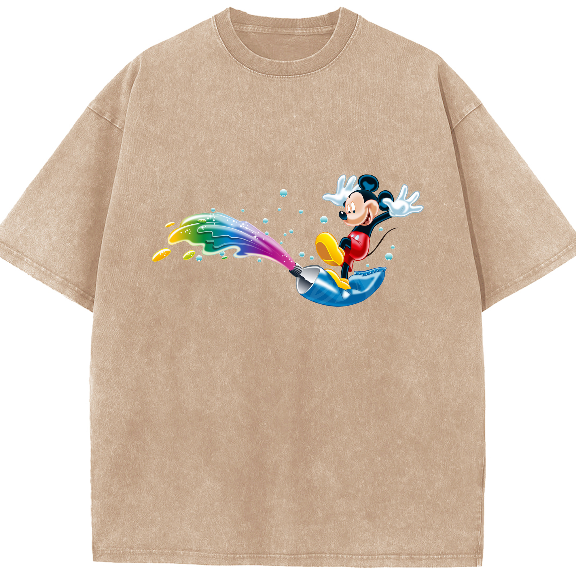 （画像用） ミッキーマウス Mickey Mouse 綿100% ヴィンテージ風 半袖Tシャツ（フロントプリント）