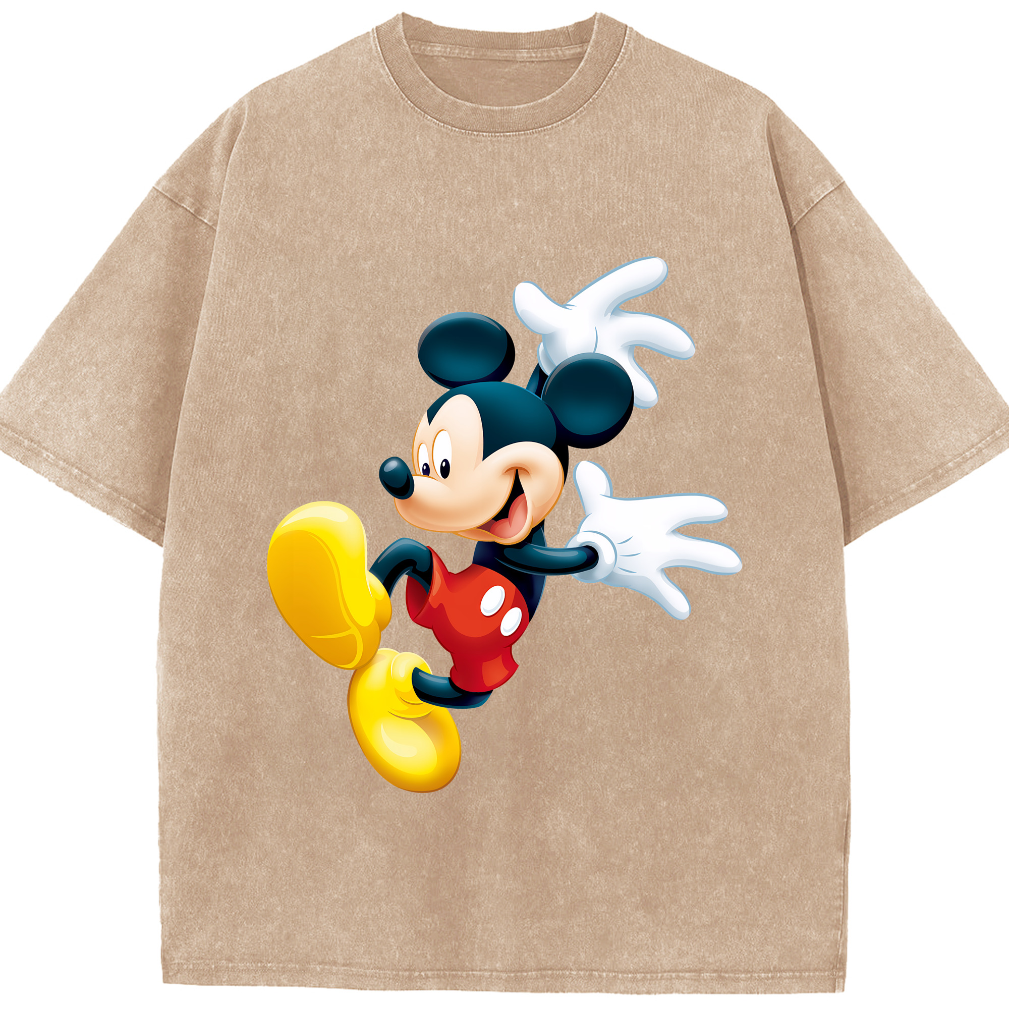 （画像用） ミッキーマウス Mickey Mouse 綿100% ヴィンテージ風 半袖Tシャツ（フロントプリント）