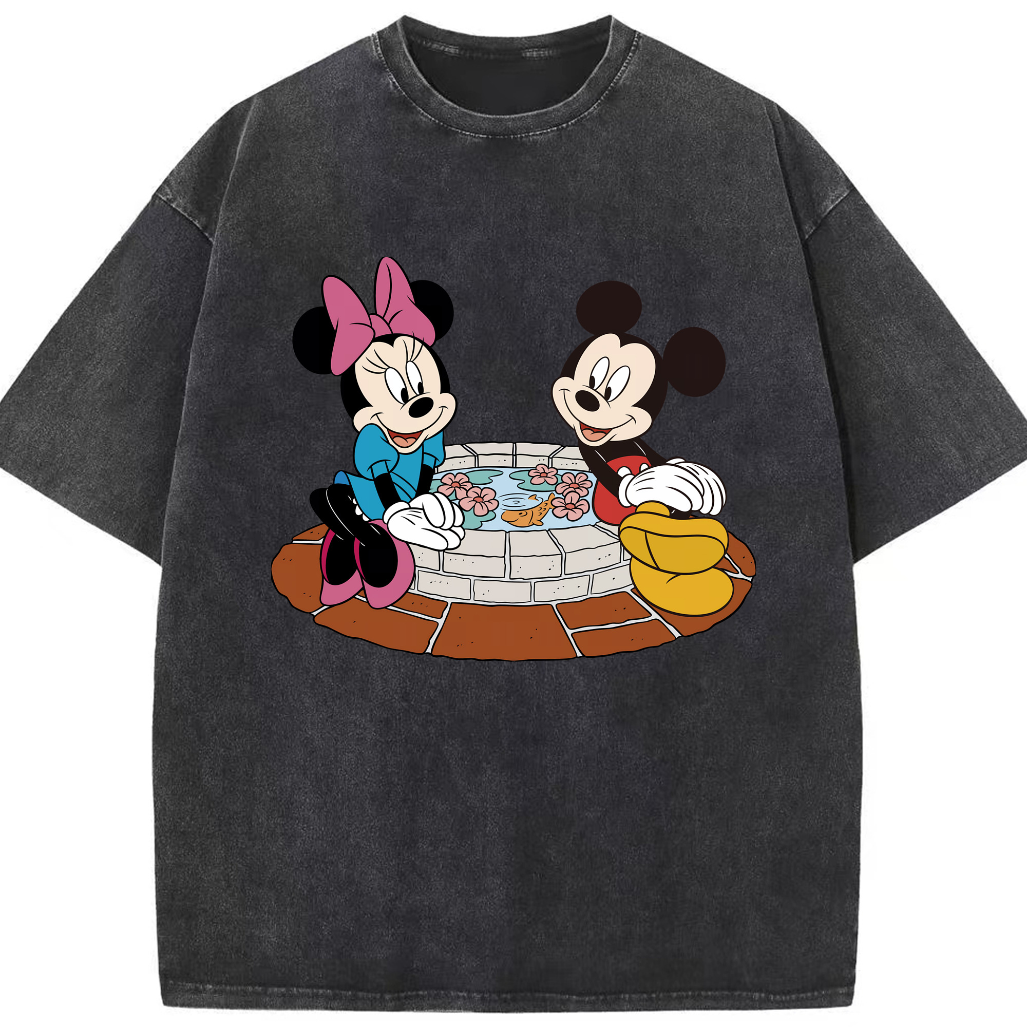 （画像用） ミッキーマウス Mickey Mouse 綿100% ヴィンテージ風 半袖Tシャツ（フロントプリント）