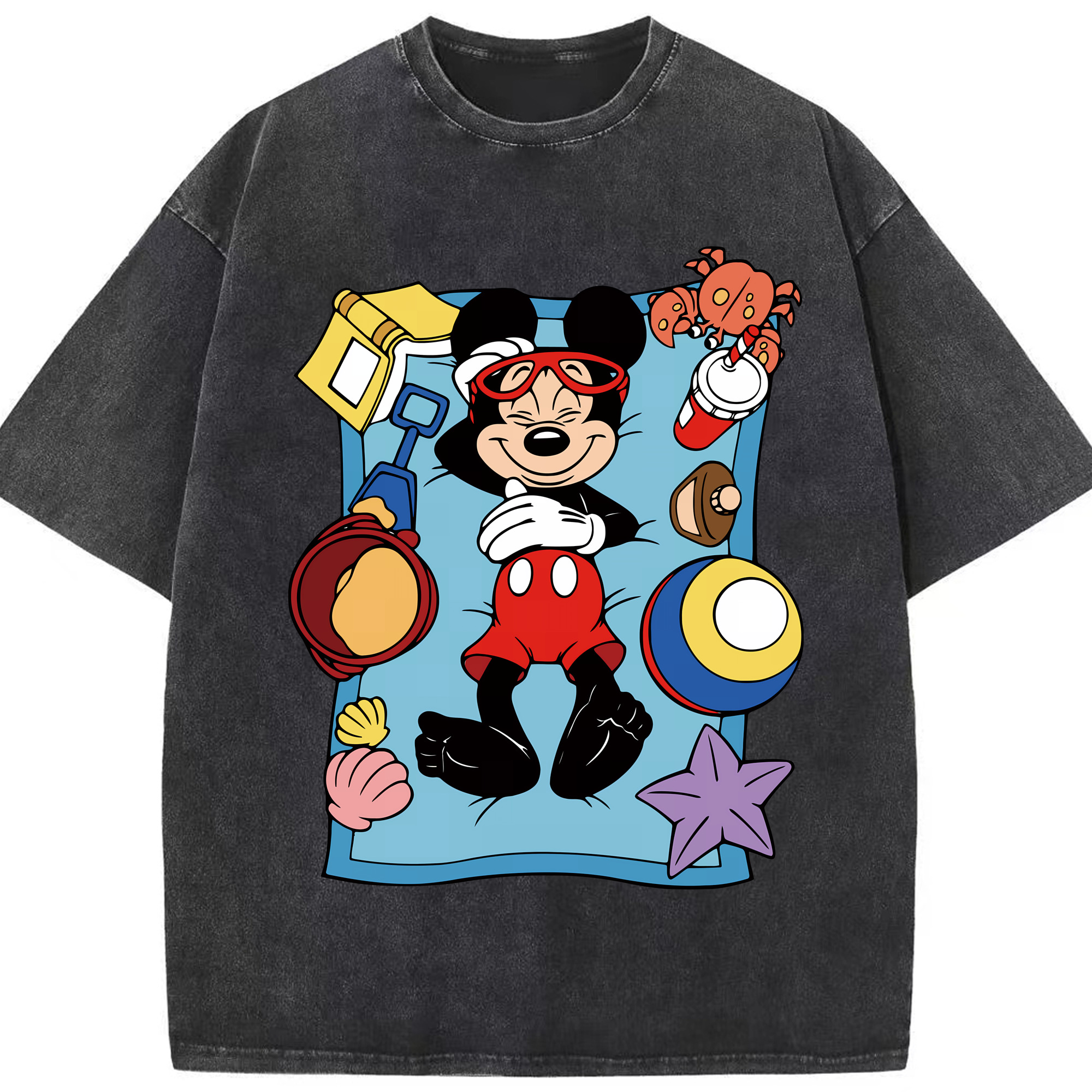 （画像用） ミッキーマウス Mickey Mouse 綿100% ヴィンテージ風 半袖Tシャツ（フロントプリント）