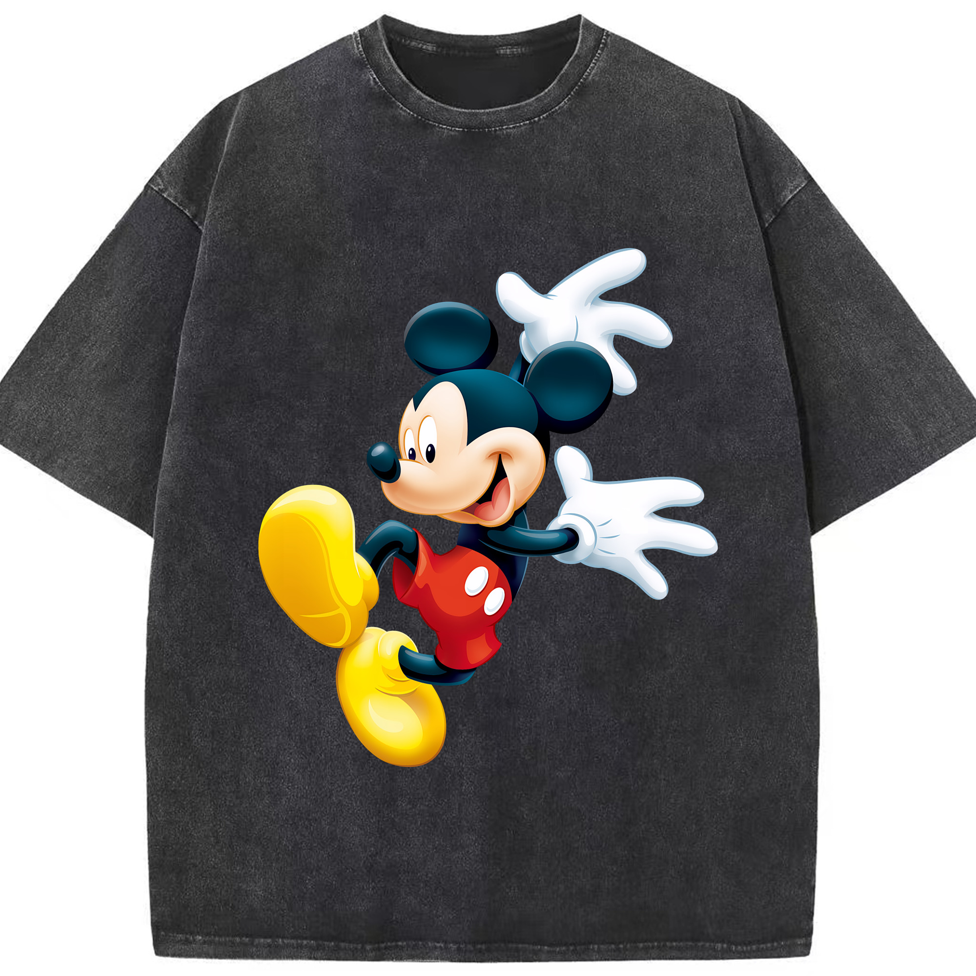 （画像用） ミッキーマウス Mickey Mouse 綿100% ヴィンテージ風 半袖Tシャツ（フロントプリント）