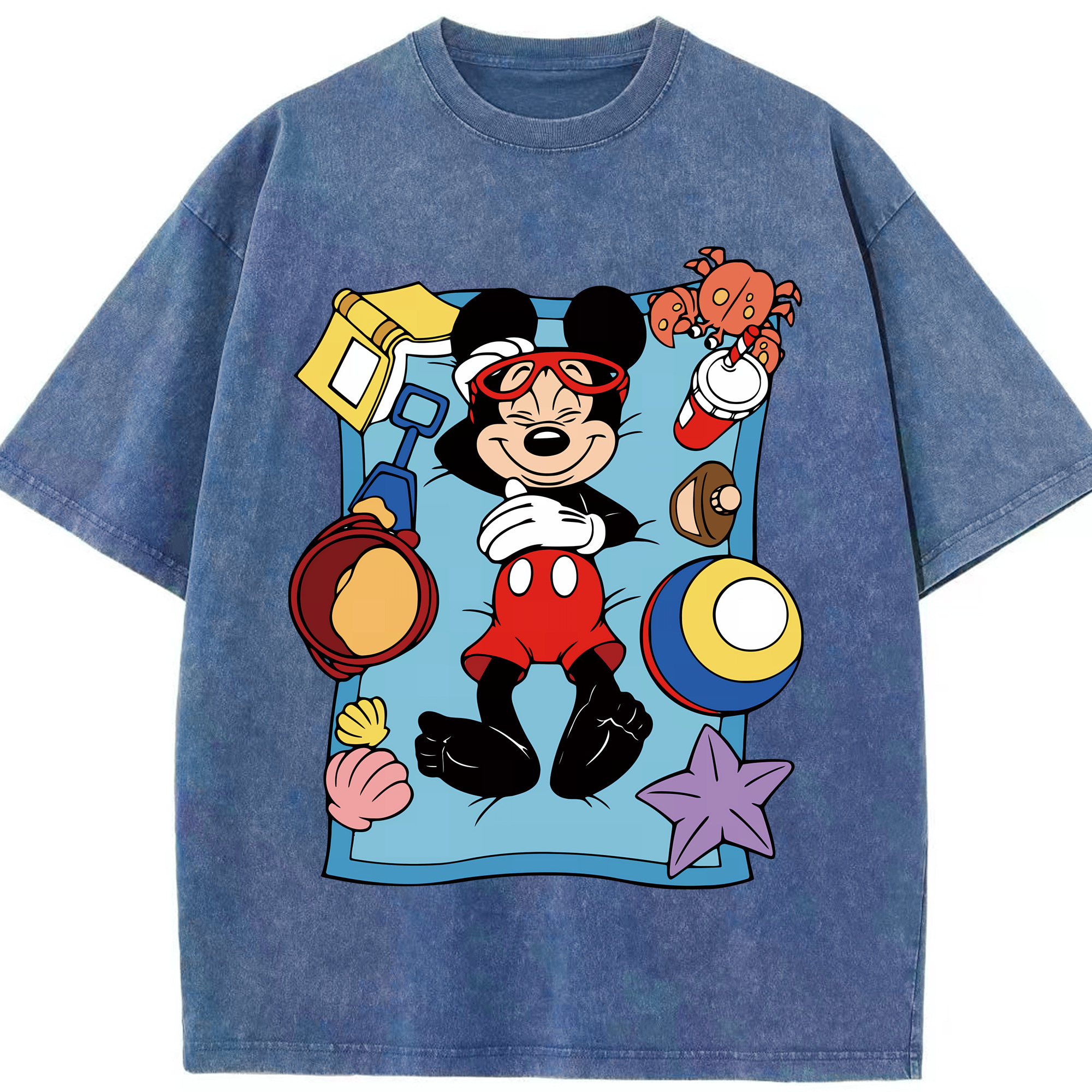 （画像用） ミッキーマウス Mickey Mouse 綿100% ヴィンテージ風 半袖Tシャツ（フロントプリント）