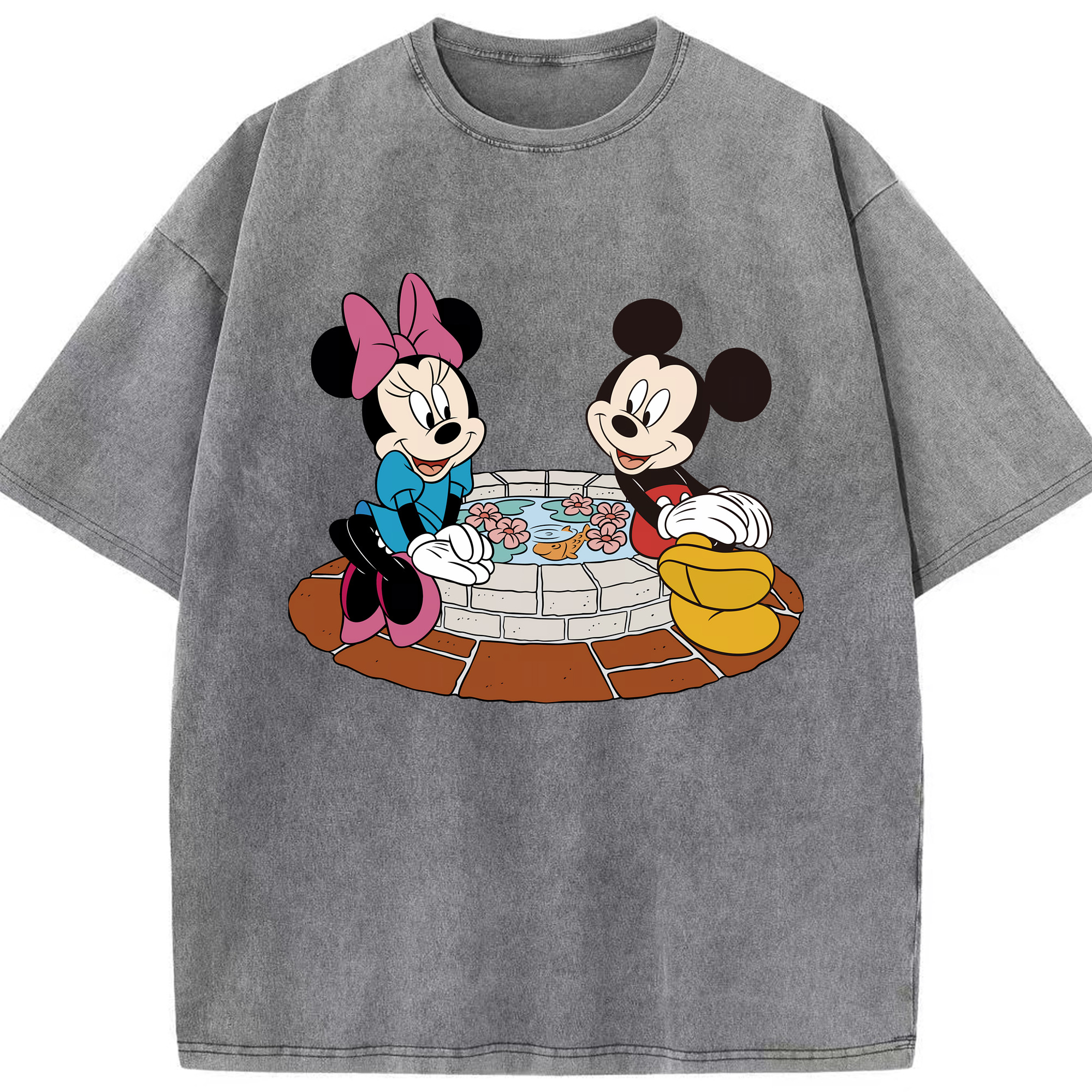 （画像用） ミッキーマウス Mickey Mouse 綿100% ヴィンテージ風 半袖Tシャツ（フロントプリント）