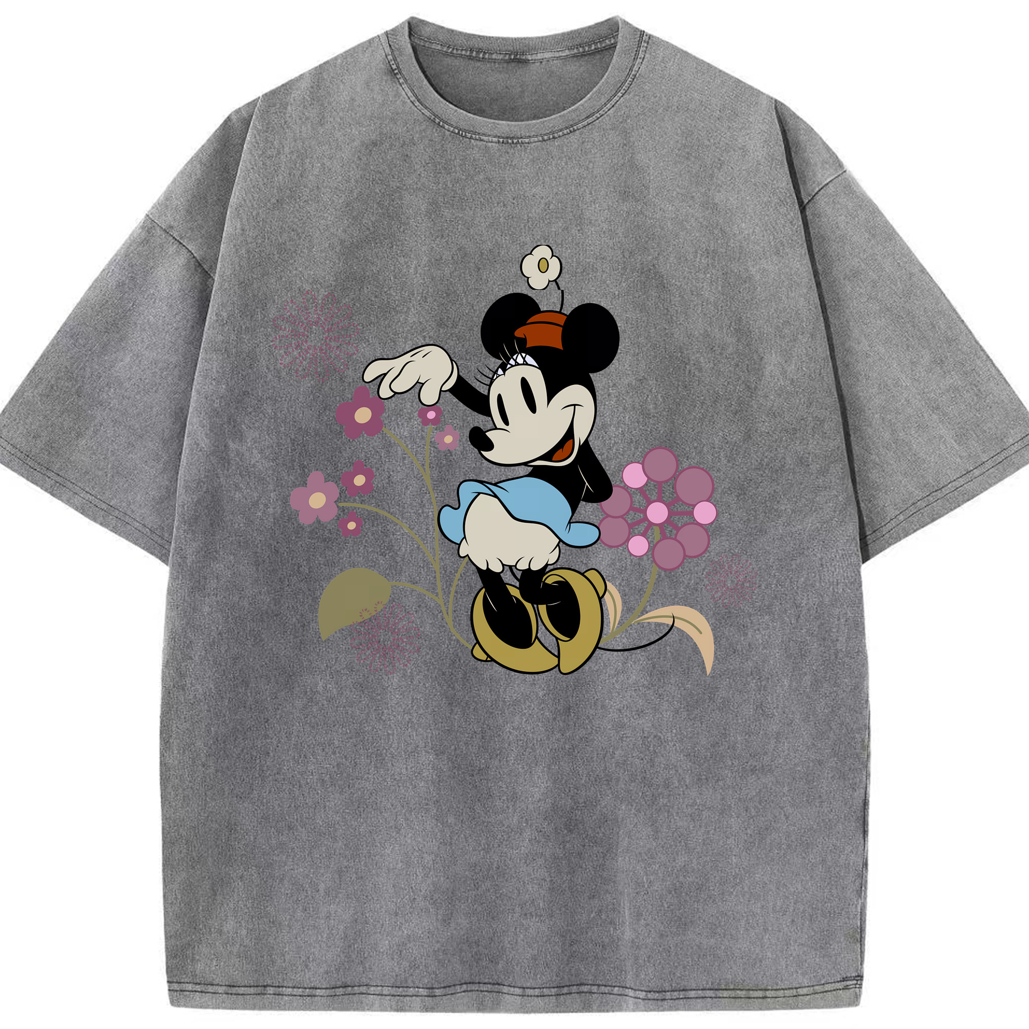 （画像用） ミッキーマウス Mickey Mouse 綿100% ヴィンテージ風 半袖Tシャツ（フロントプリント）