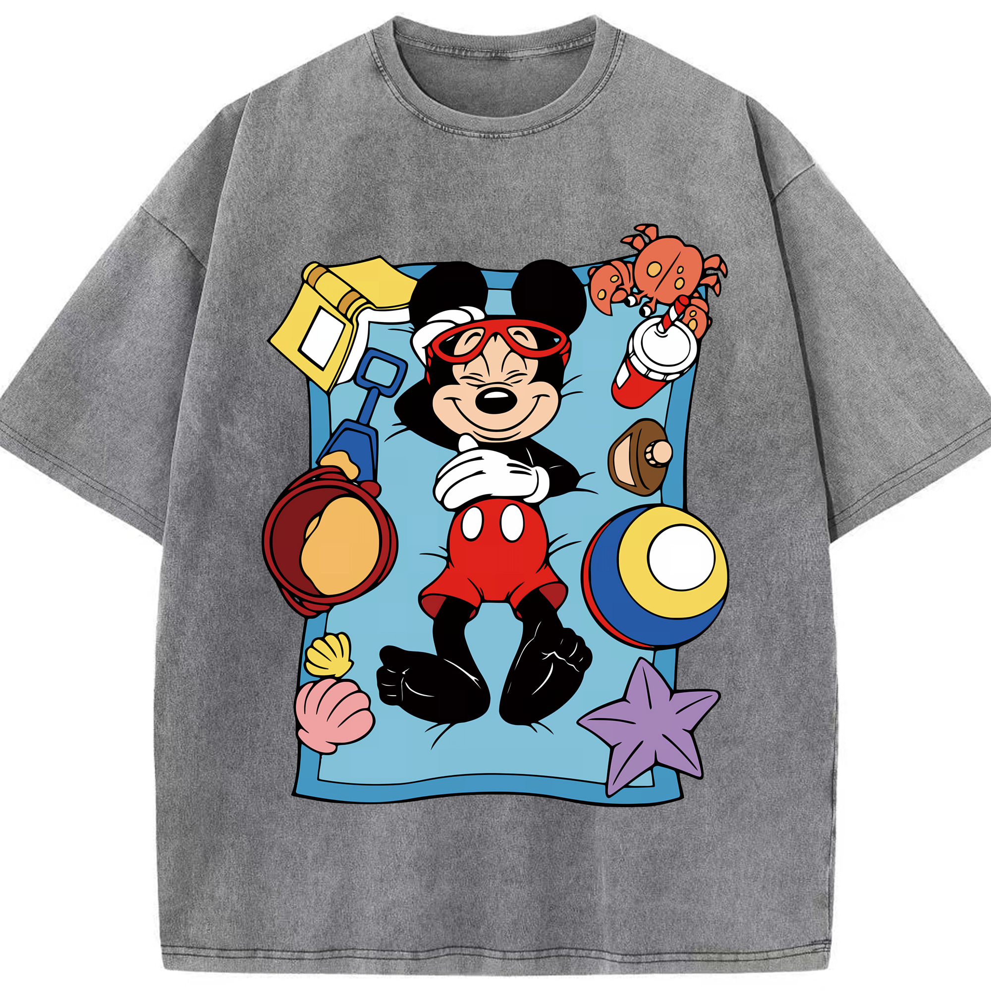（画像用） ミッキーマウス Mickey Mouse 綿100% ヴィンテージ風 半袖Tシャツ（フロントプリント）