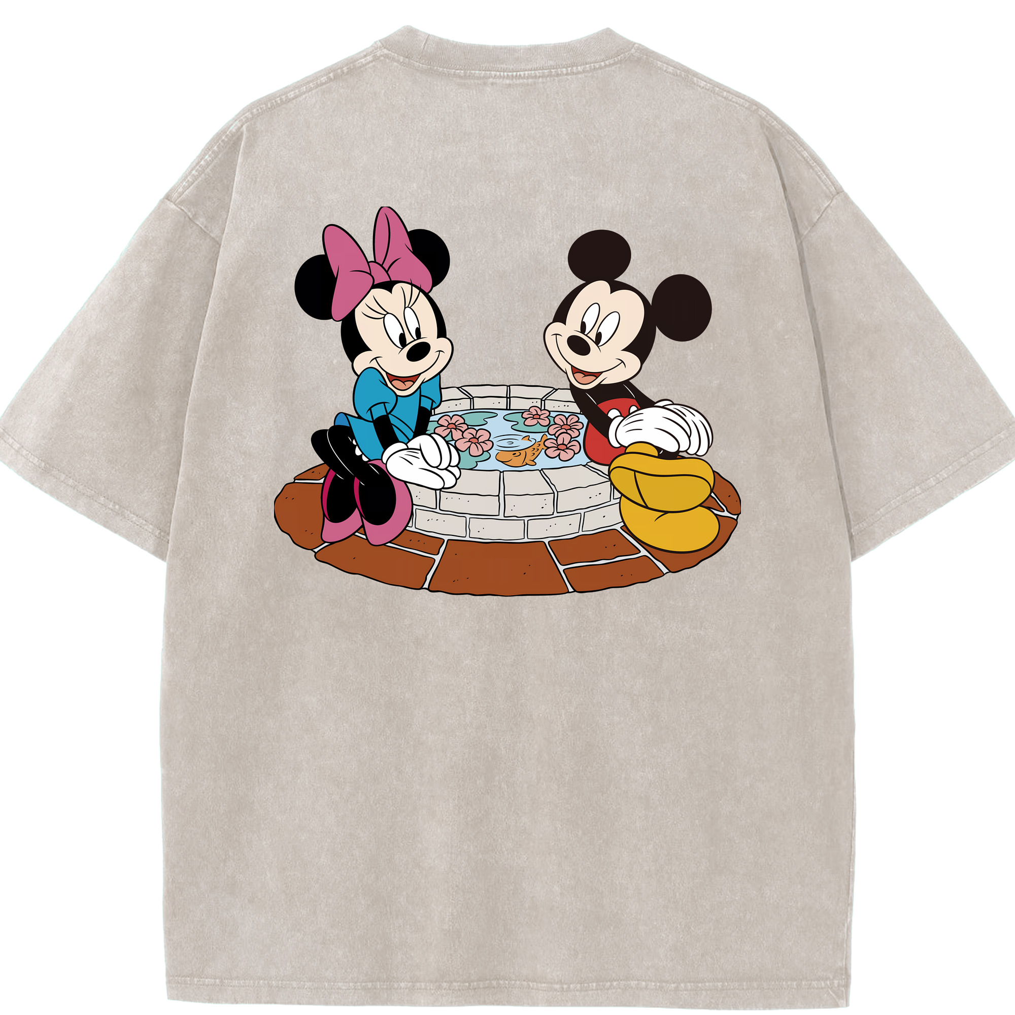 （画像用） ミッキーマウス Mickey Mouse 綿100% ヴィンテージ風 半袖Tシャツ（背面プリント）