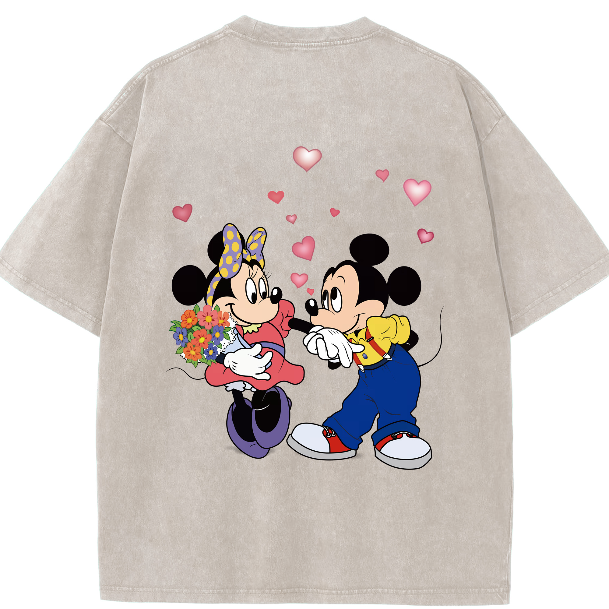（画像用） ミッキーマウス Mickey Mouse 綿100% ヴィンテージ風 半袖Tシャツ（背面プリント）