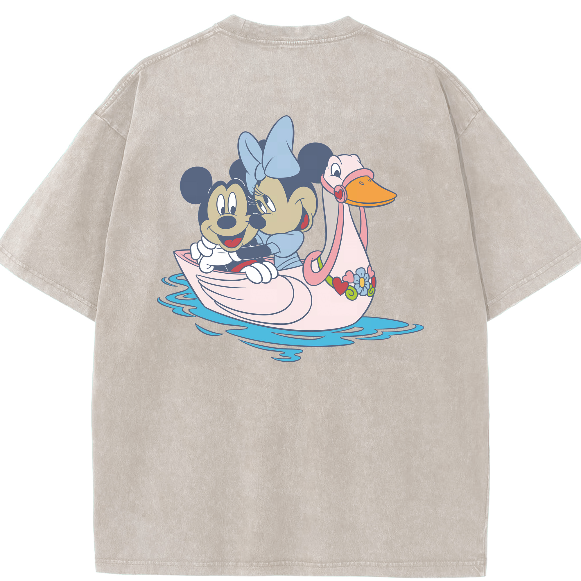 （画像用） ミッキーマウス Mickey Mouse 綿100% ヴィンテージ風 半袖Tシャツ（背面プリント）