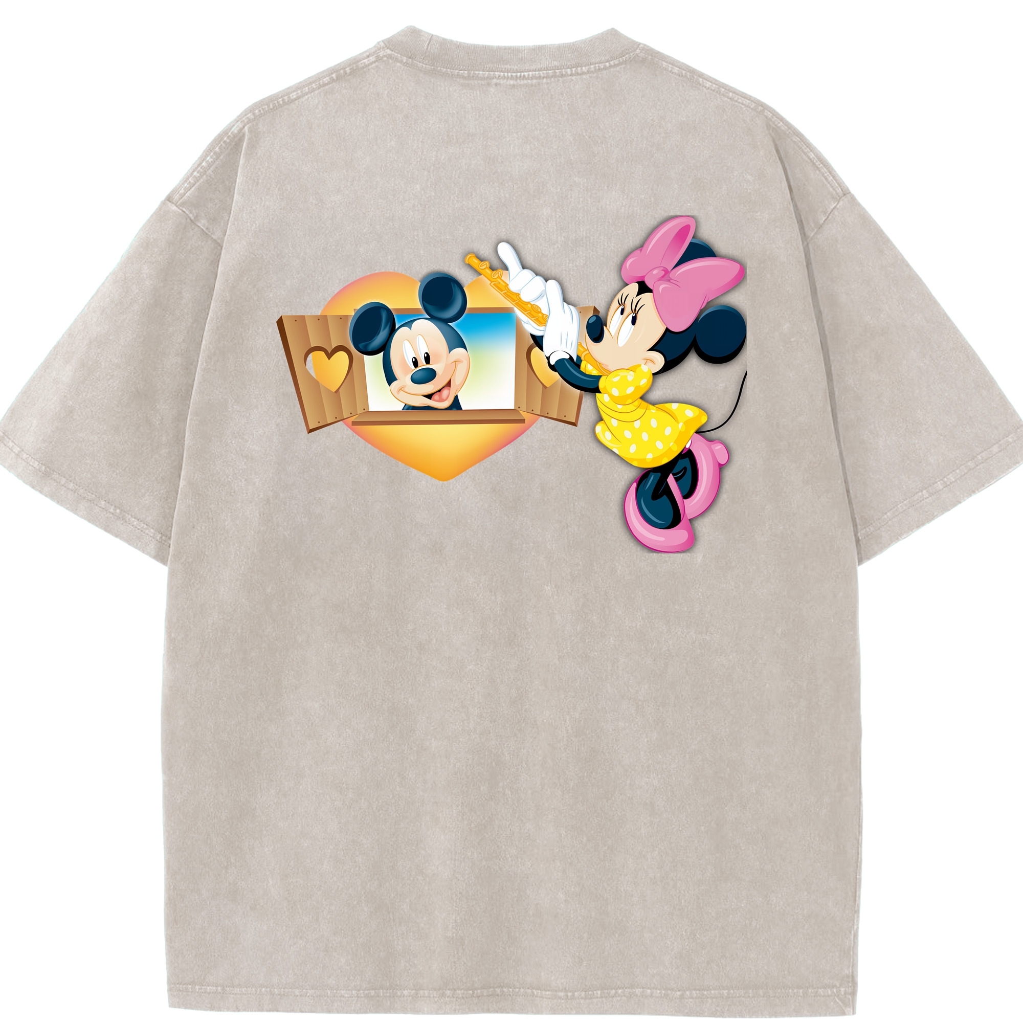 （画像用） ミッキーマウス Mickey Mouse 綿100% ヴィンテージ風 半袖Tシャツ（背面プリント）