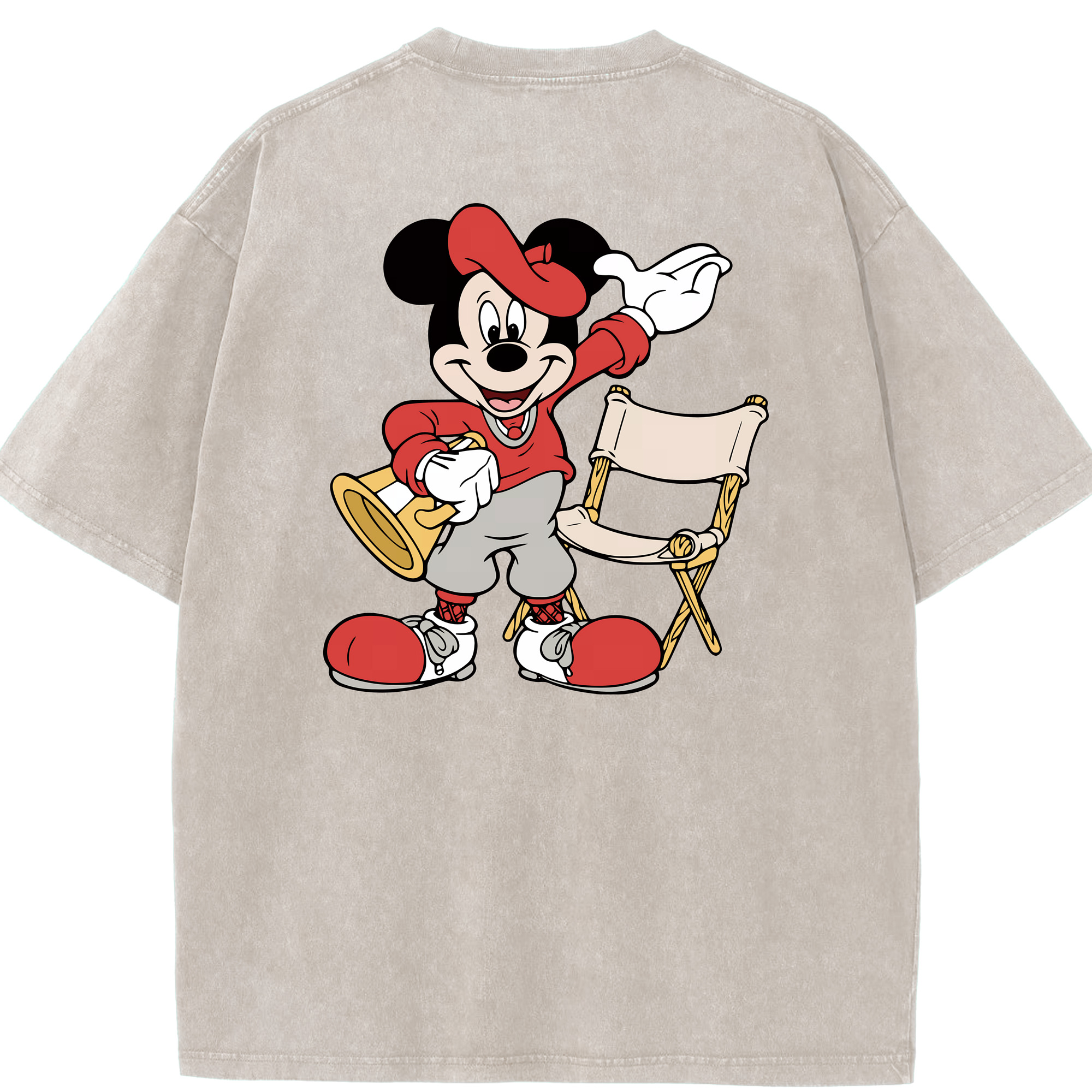 （画像用） ミッキーマウス Mickey Mouse 綿100% ヴィンテージ風 半袖Tシャツ（背面プリント）