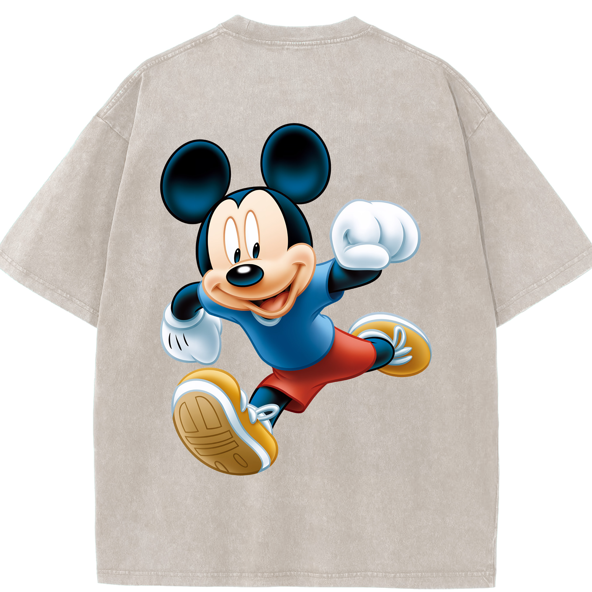 （画像用） ミッキーマウス Mickey Mouse 綿100% ヴィンテージ風 半袖Tシャツ（背面プリント）