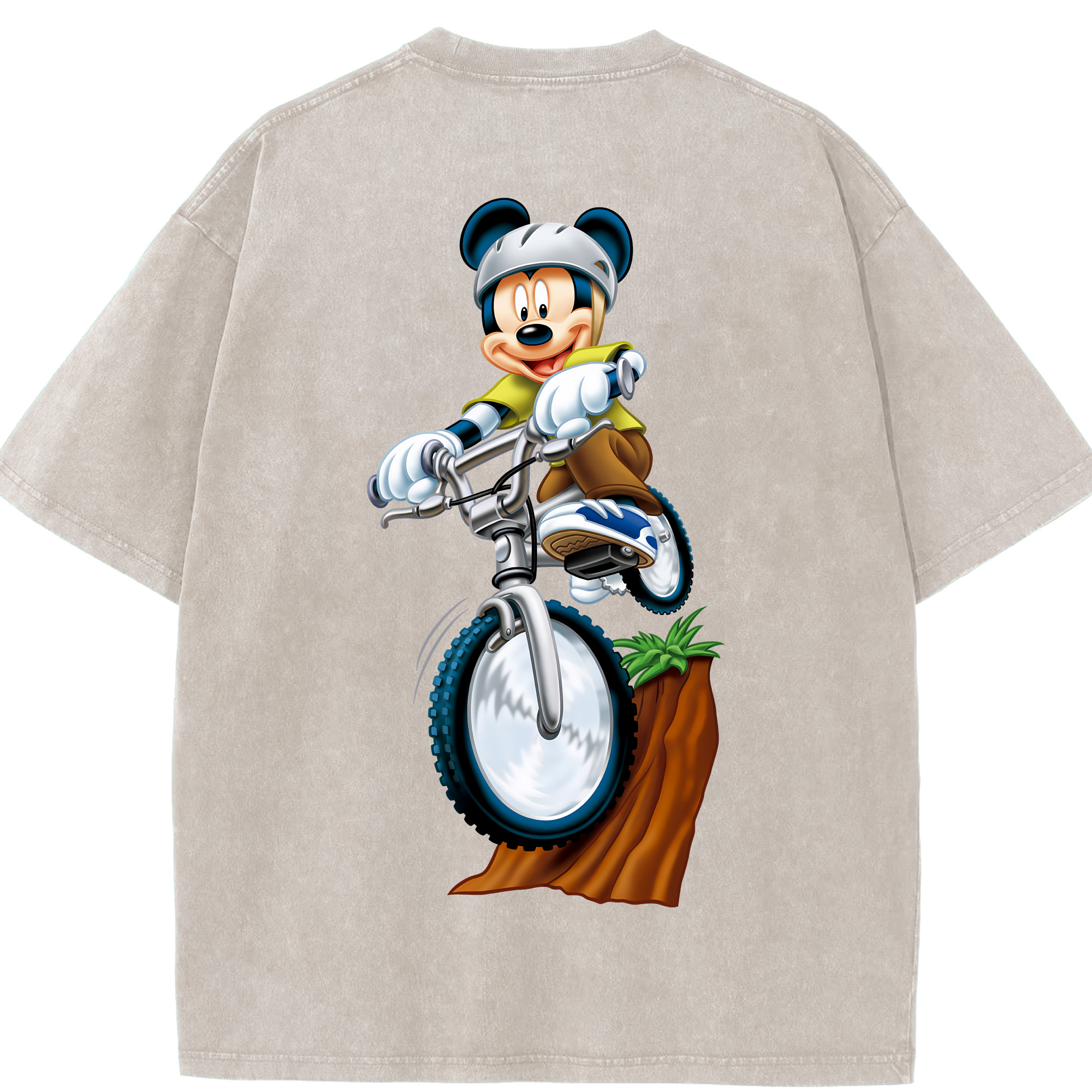 （画像用） ミッキーマウス Mickey Mouse 綿100% ヴィンテージ風 半袖Tシャツ（背面プリント）