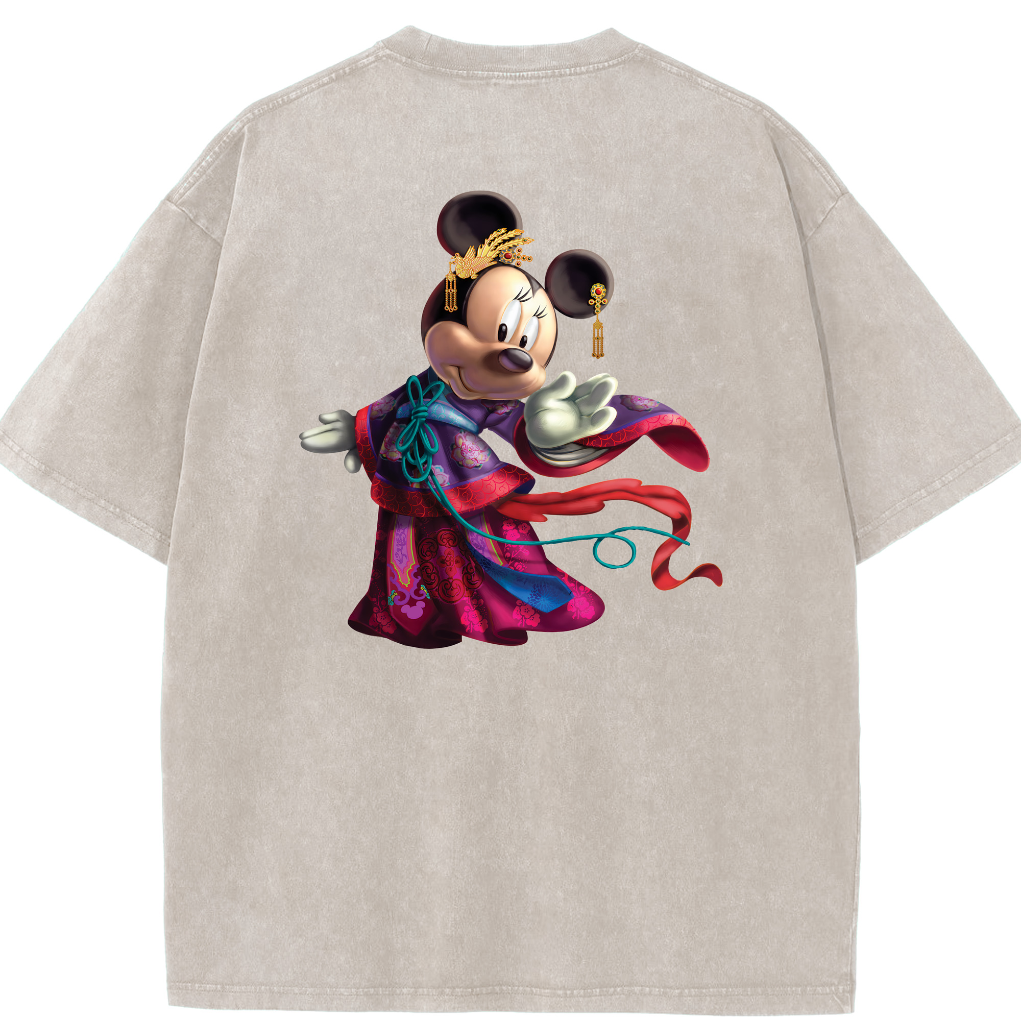 （画像用） ミッキーマウス Mickey Mouse 綿100% ヴィンテージ風 半袖Tシャツ（背面プリント）