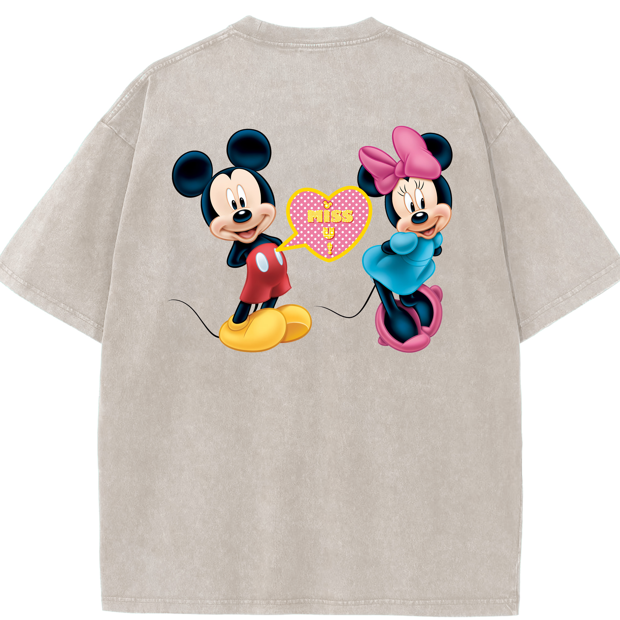 （画像用） ミッキーマウス Mickey Mouse 綿100% ヴィンテージ風 半袖Tシャツ（背面プリント）