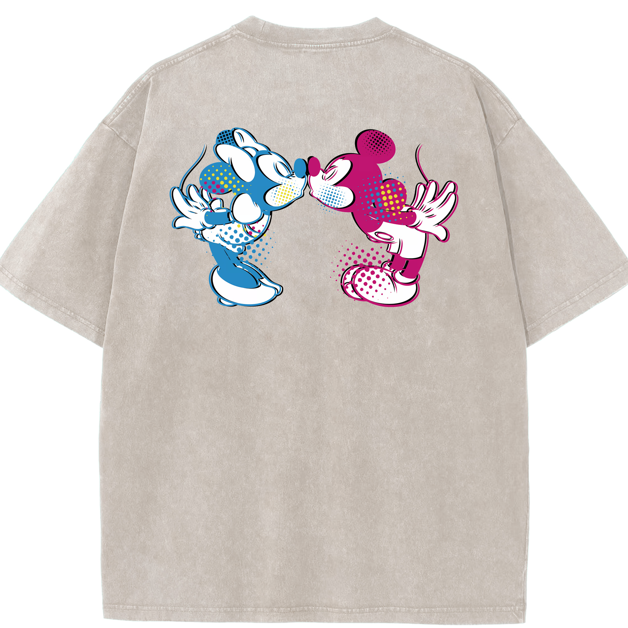 （画像用） ミッキーマウス Mickey Mouse 綿100% ヴィンテージ風 半袖Tシャツ（背面プリント）