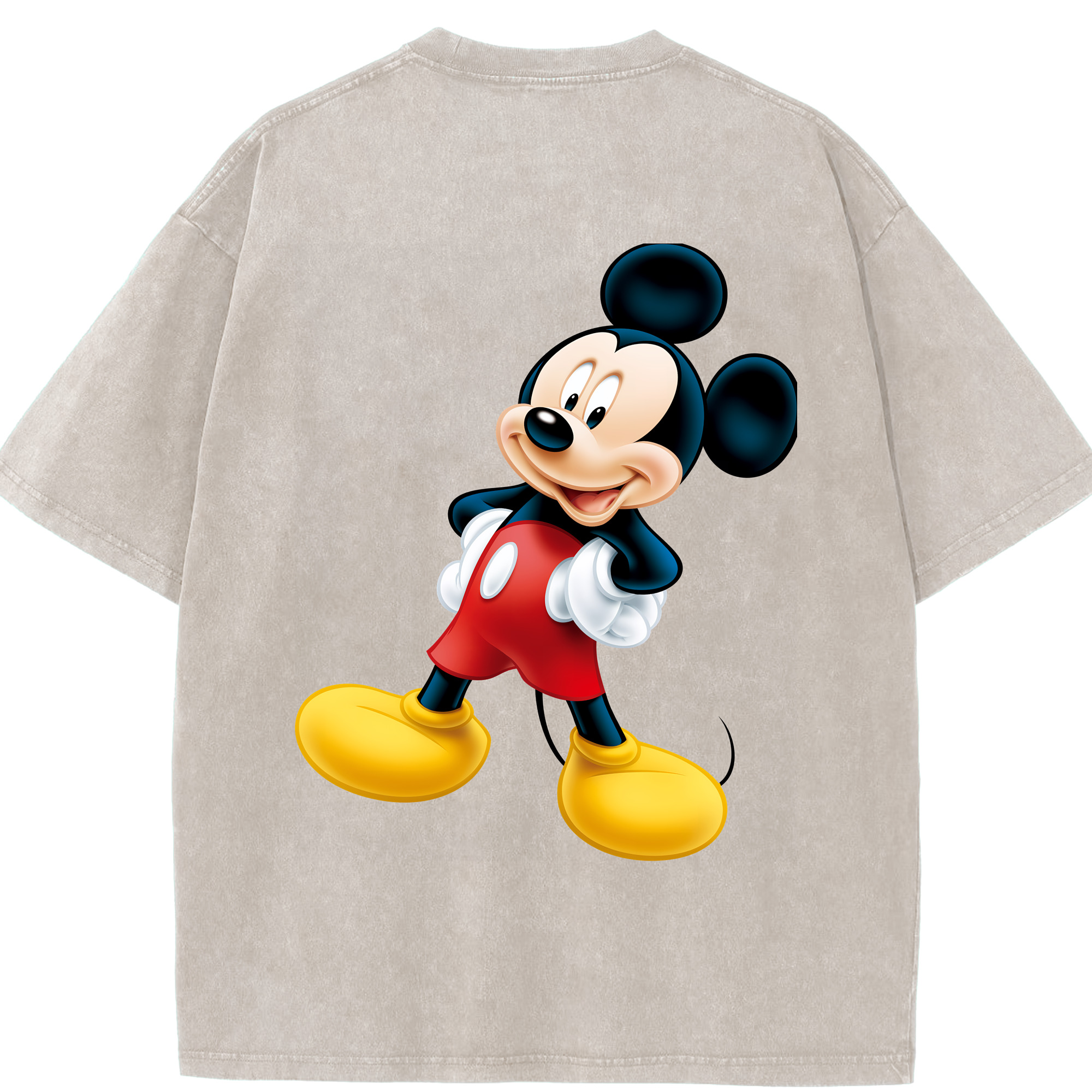 （画像用） ミッキーマウス Mickey Mouse 綿100% ヴィンテージ風 半袖Tシャツ（背面プリント）
