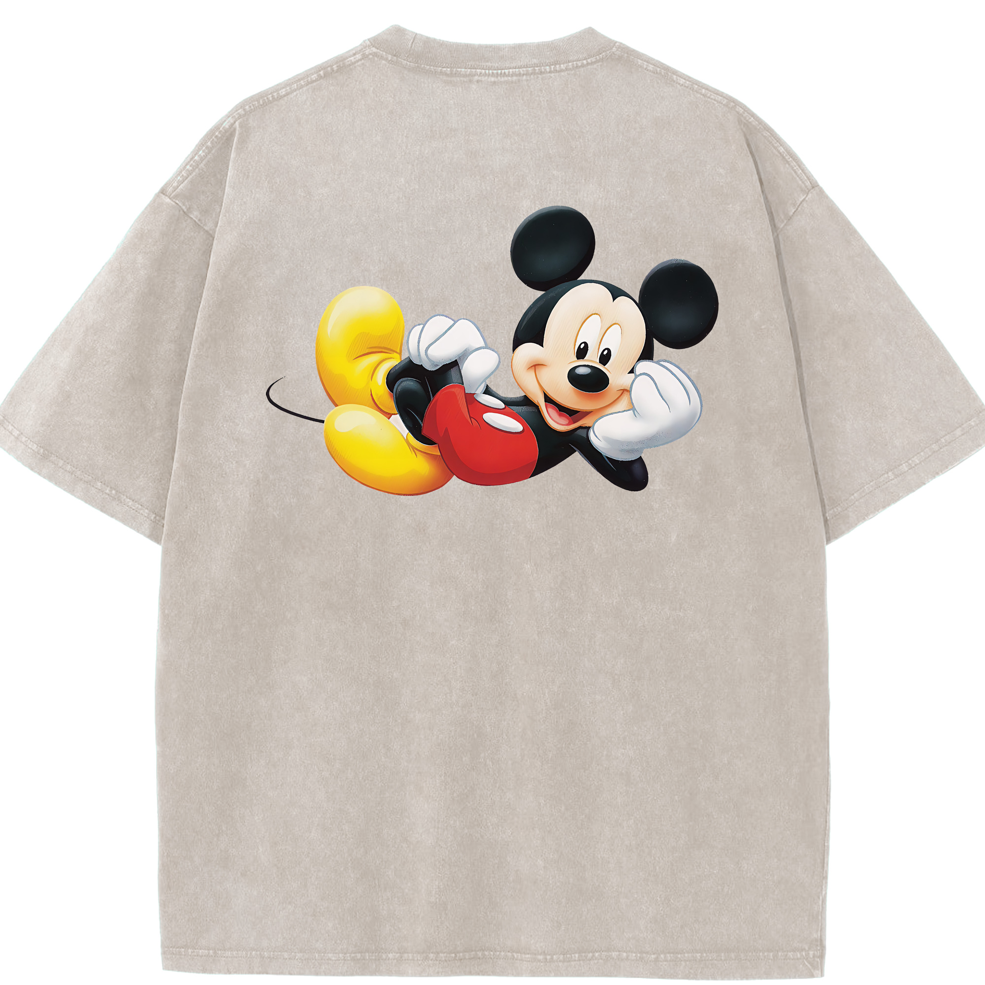 （画像用） ミッキーマウス Mickey Mouse 綿100% ヴィンテージ風 半袖Tシャツ（背面プリント）