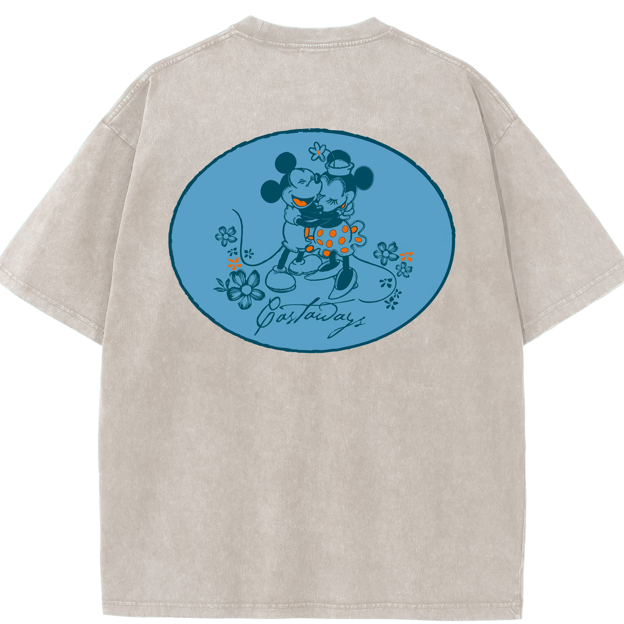 （画像用） ミッキーマウス Mickey Mouse 綿100% ヴィンテージ風 半袖Tシャツ（背面プリント）