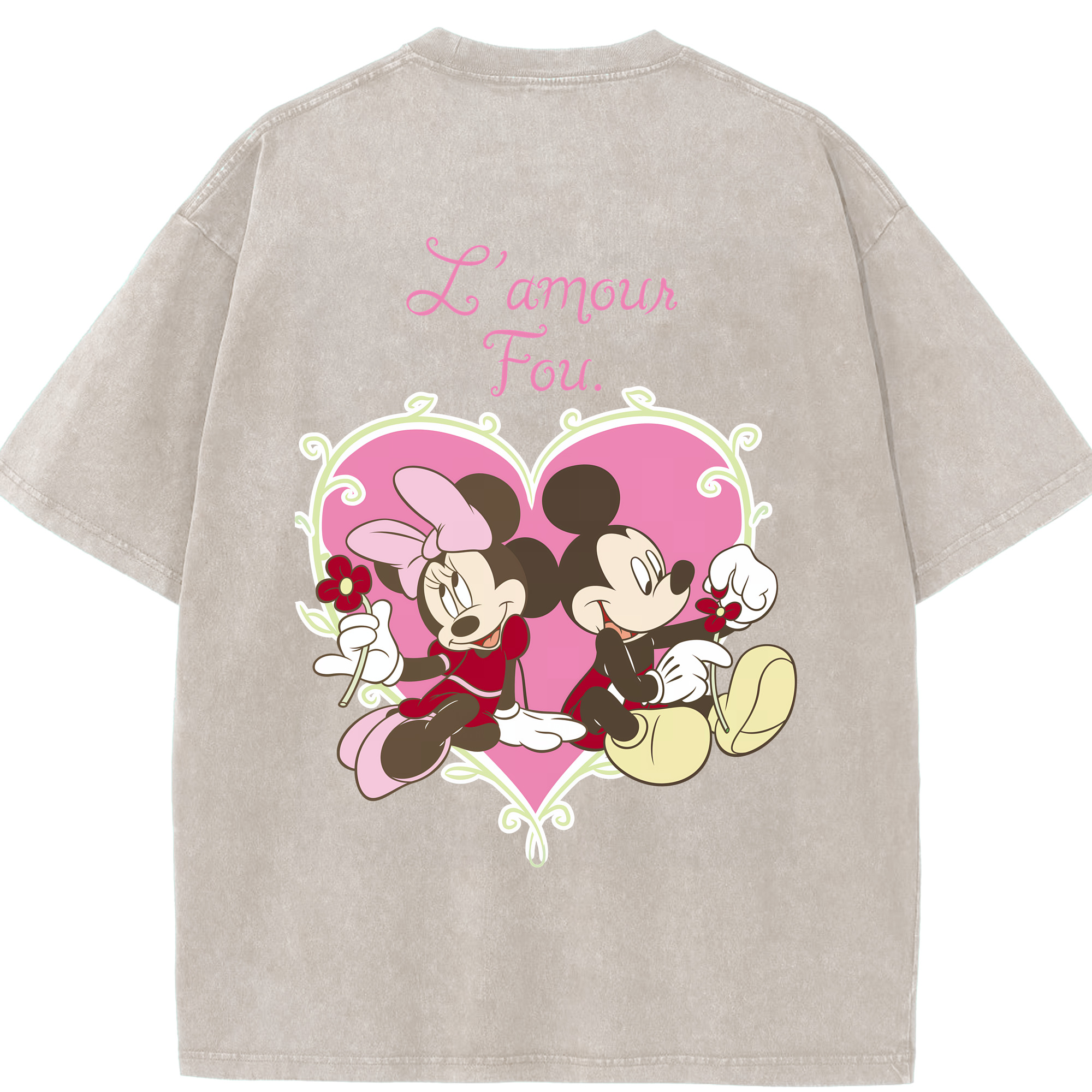 （画像用） ミッキーマウス Mickey Mouse 綿100% ヴィンテージ風 半袖Tシャツ（背面プリント）