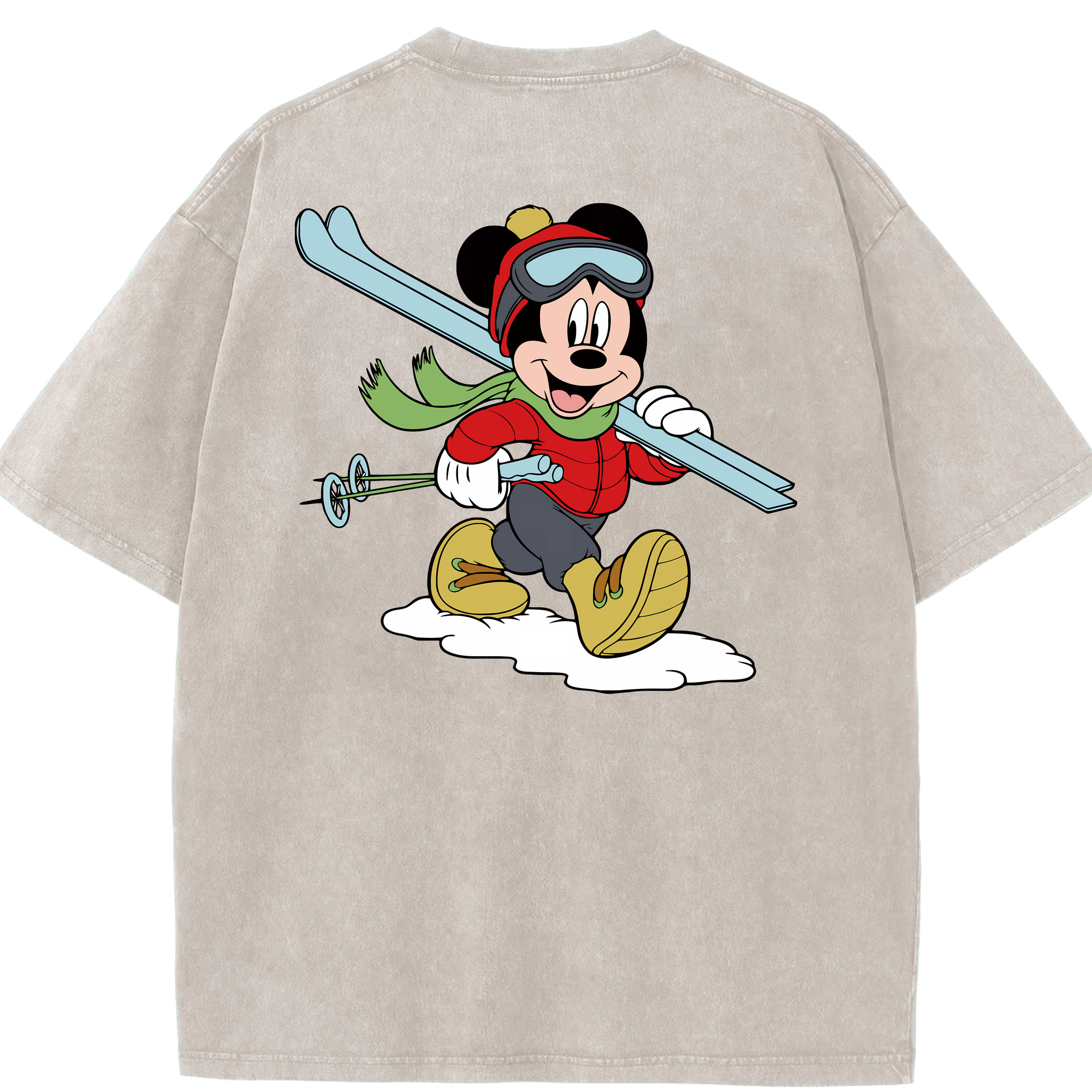 （画像用） ミッキーマウス Mickey Mouse 綿100% ヴィンテージ風 半袖Tシャツ（背面プリント）