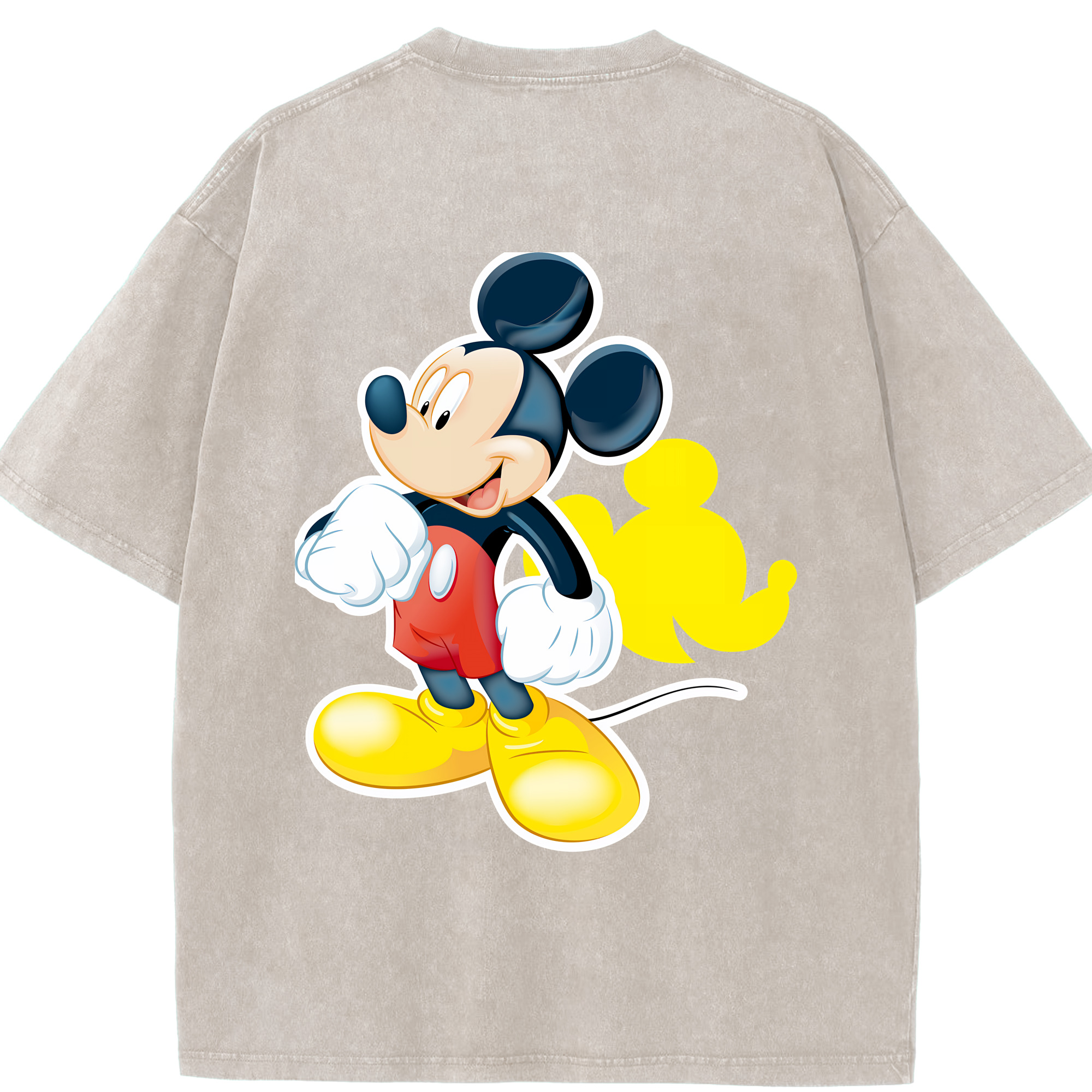 （画像用） ミッキーマウス Mickey Mouse 綿100% ヴィンテージ風 半袖Tシャツ（背面プリント）