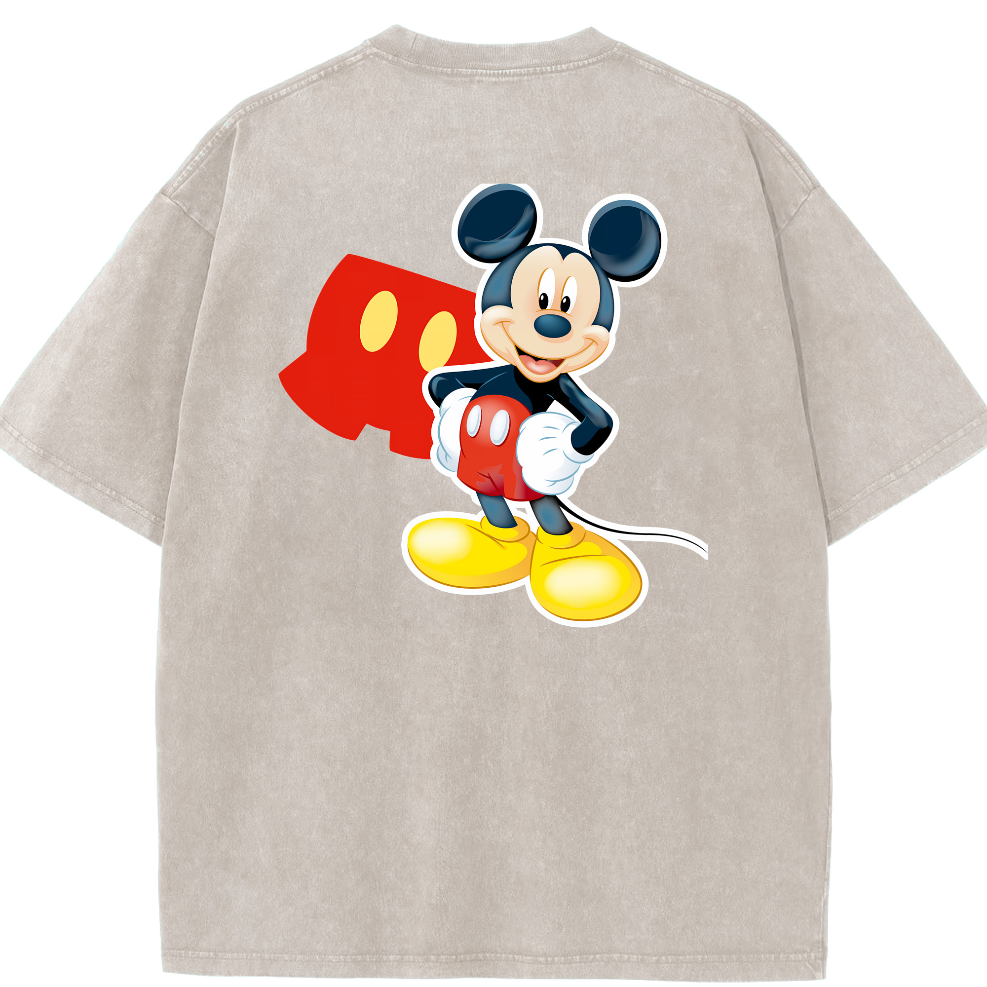 （画像用） ミッキーマウス Mickey Mouse 綿100% ヴィンテージ風 半袖Tシャツ（背面プリント）