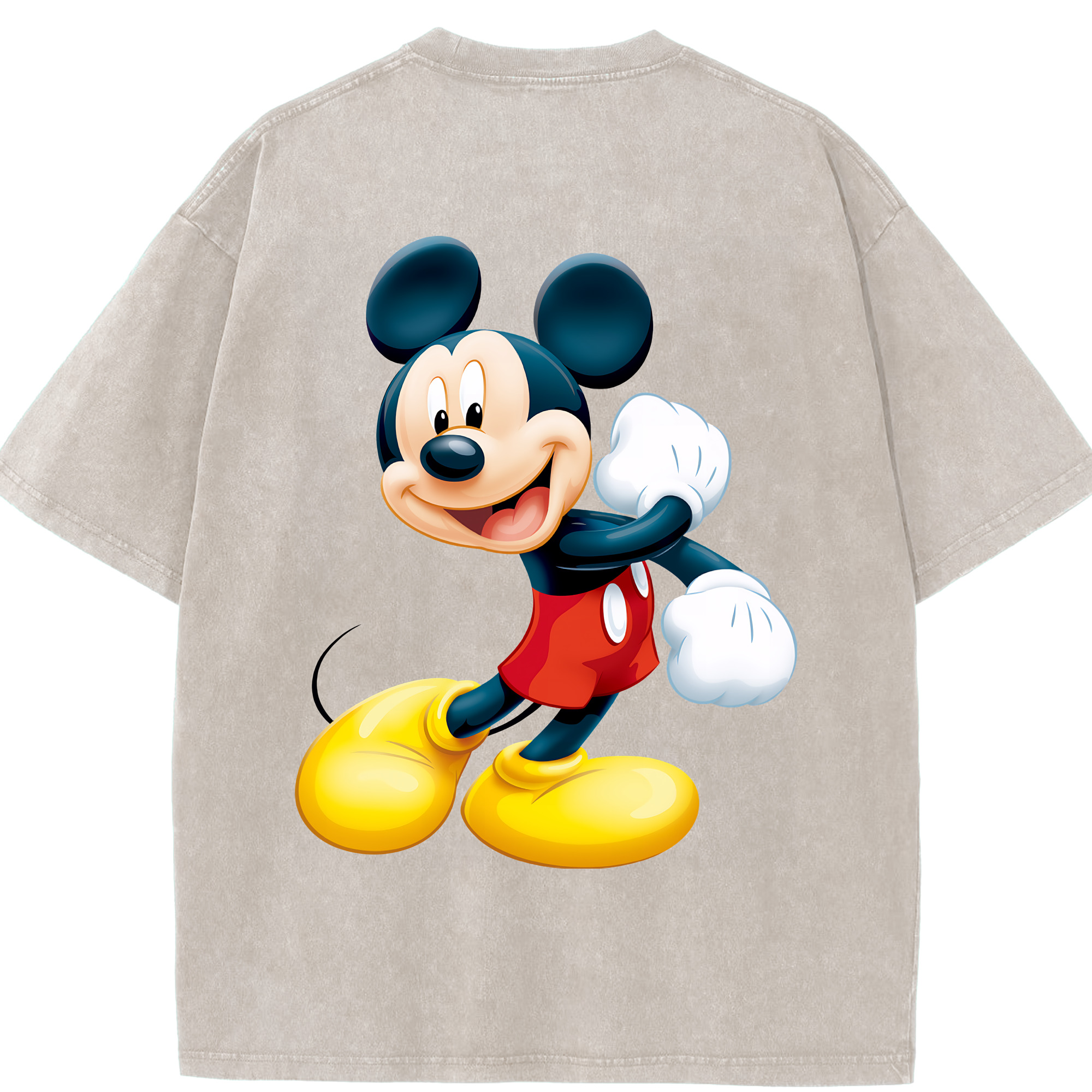 （画像用） ミッキーマウス Mickey Mouse 綿100% ヴィンテージ風 半袖Tシャツ（背面プリント）