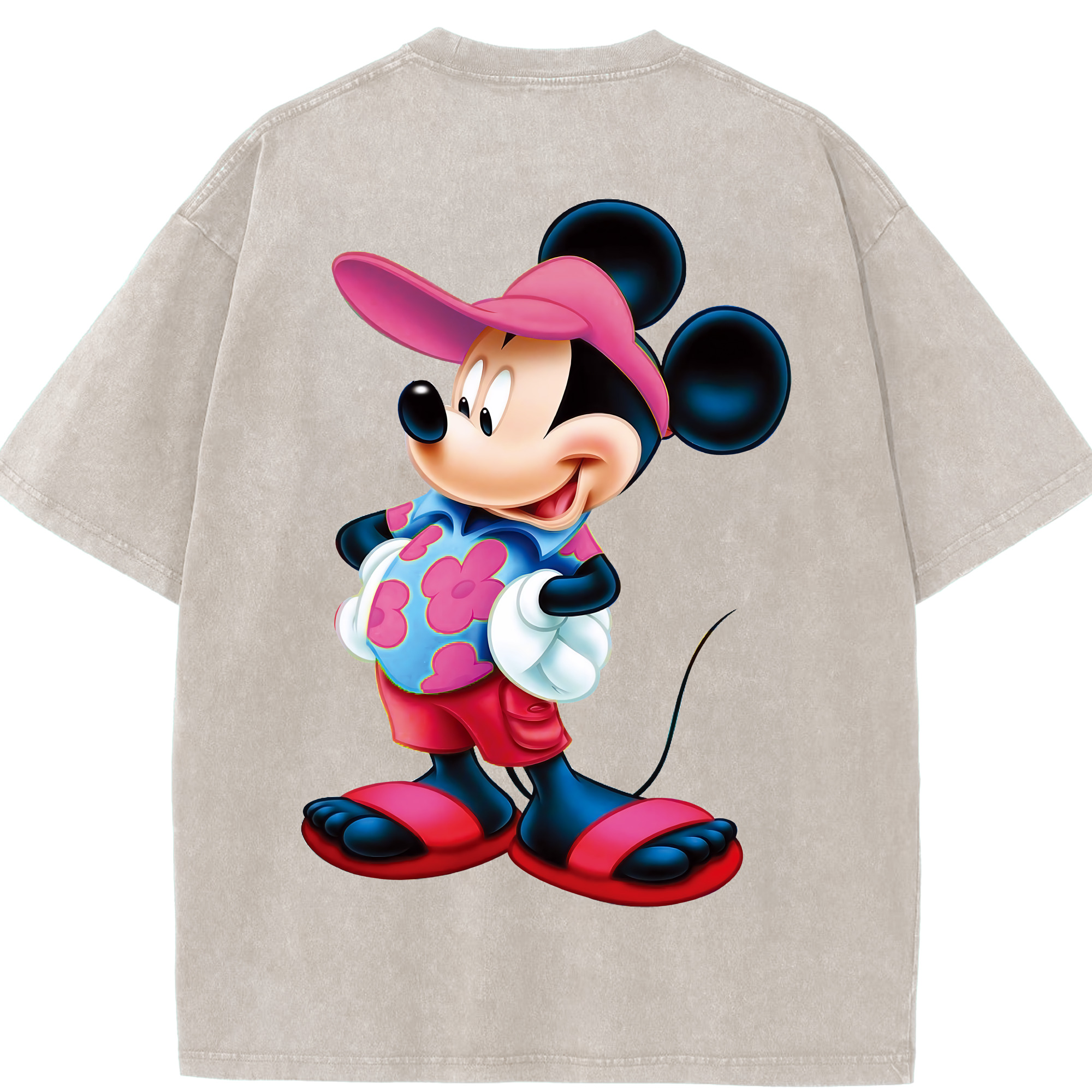 （画像用） ミッキーマウス Mickey Mouse 綿100% ヴィンテージ風 半袖Tシャツ（背面プリント）