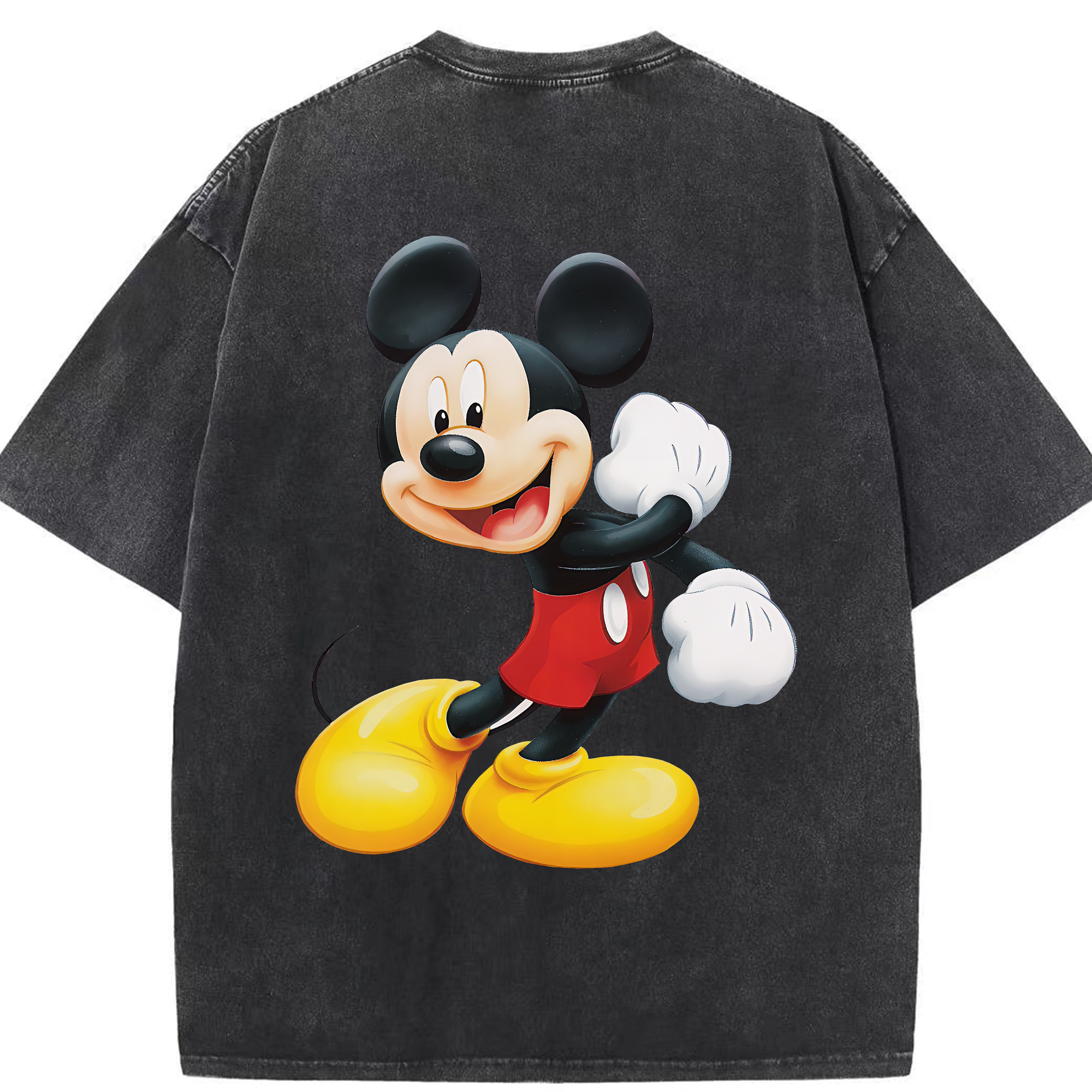 （画像用） ミッキーマウス Mickey Mouse 綿100% ヴィンテージ風 半袖Tシャツ（背面プリント）
