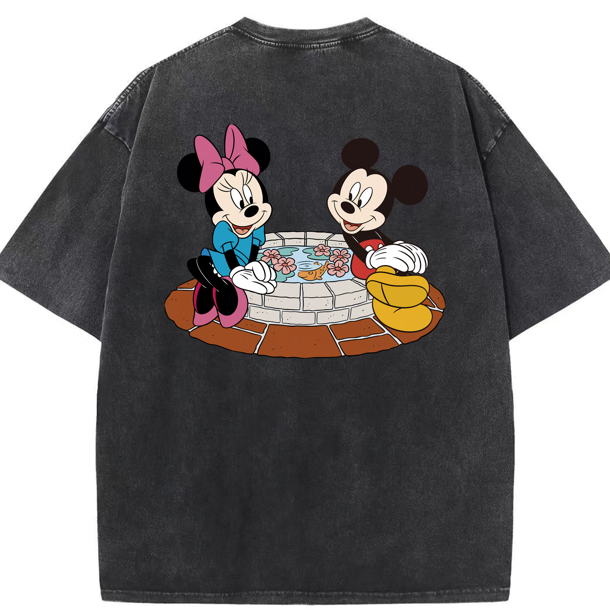 （画像用） ミッキーマウス Mickey Mouse 綿100% ヴィンテージ風 半袖Tシャツ（背面プリント）