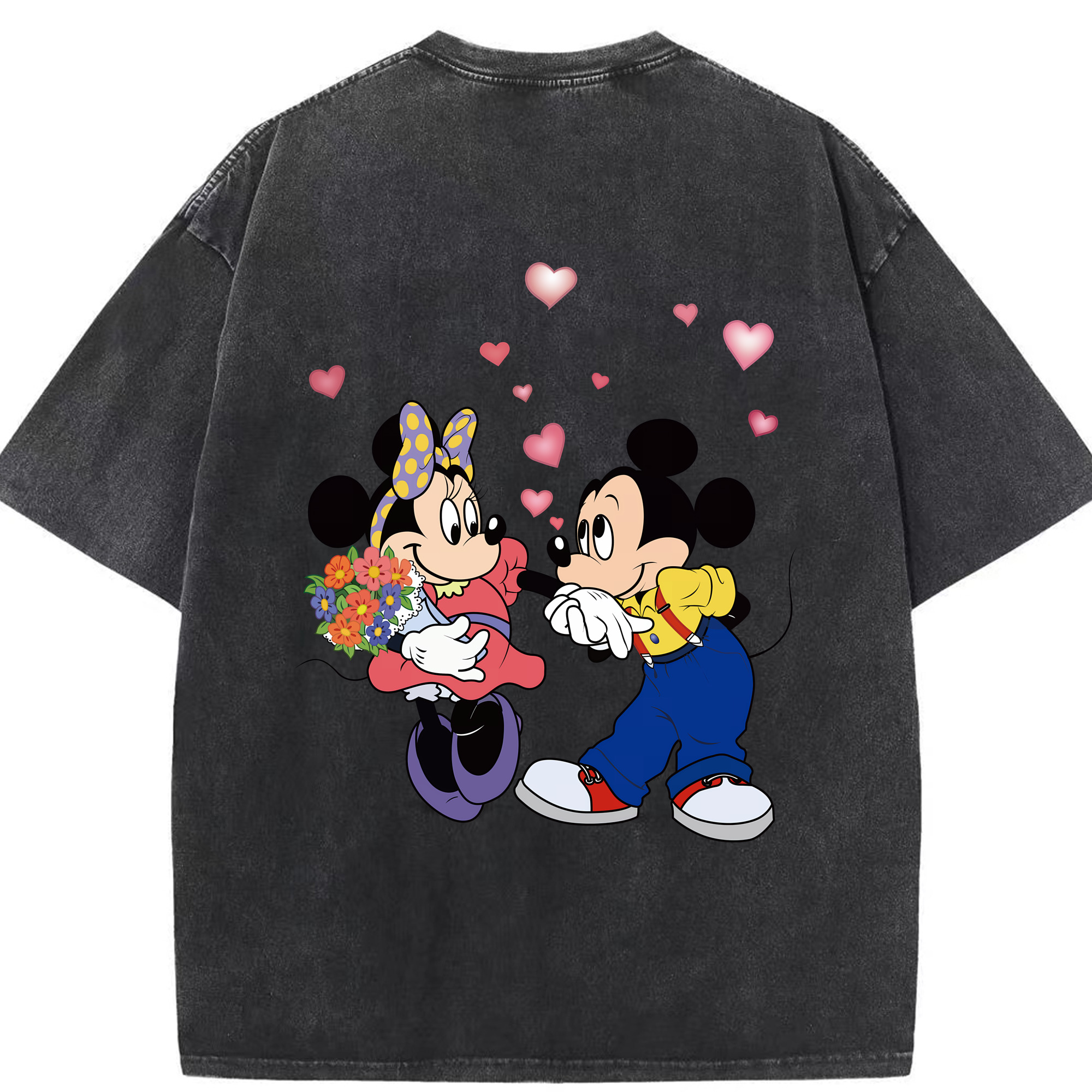 （画像用） ミッキーマウス Mickey Mouse 綿100% ヴィンテージ風 半袖Tシャツ（背面プリント）