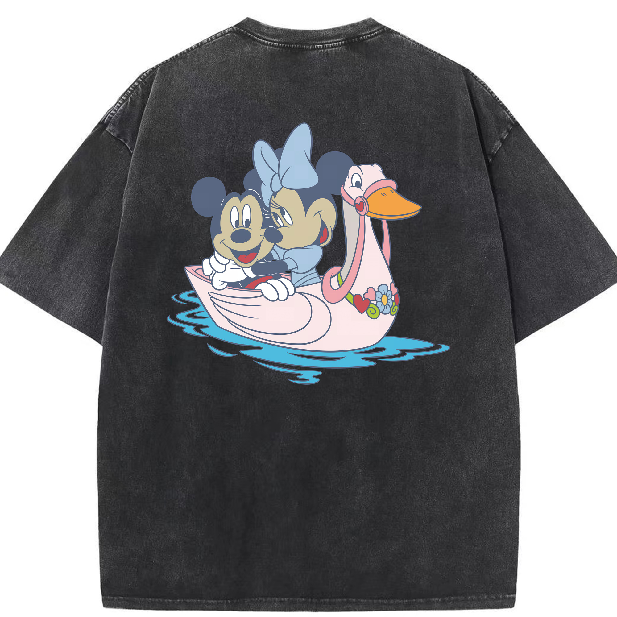（画像用） ミッキーマウス Mickey Mouse 綿100% ヴィンテージ風 半袖Tシャツ（背面プリント）