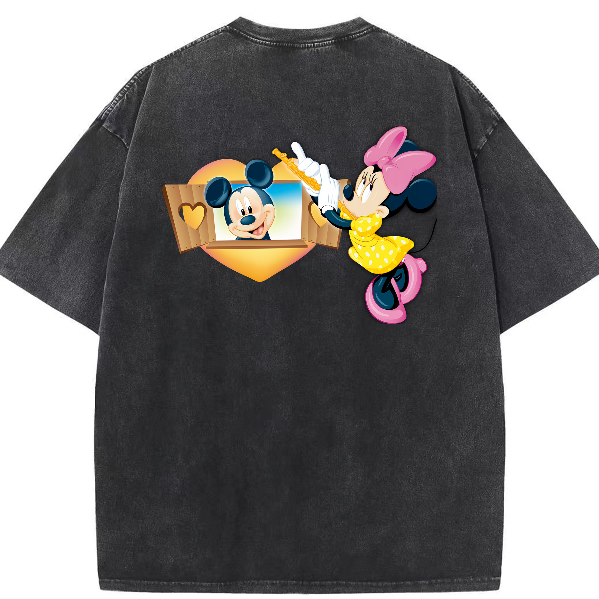 （画像用） ミッキーマウス Mickey Mouse 綿100% ヴィンテージ風 半袖Tシャツ（背面プリント）
