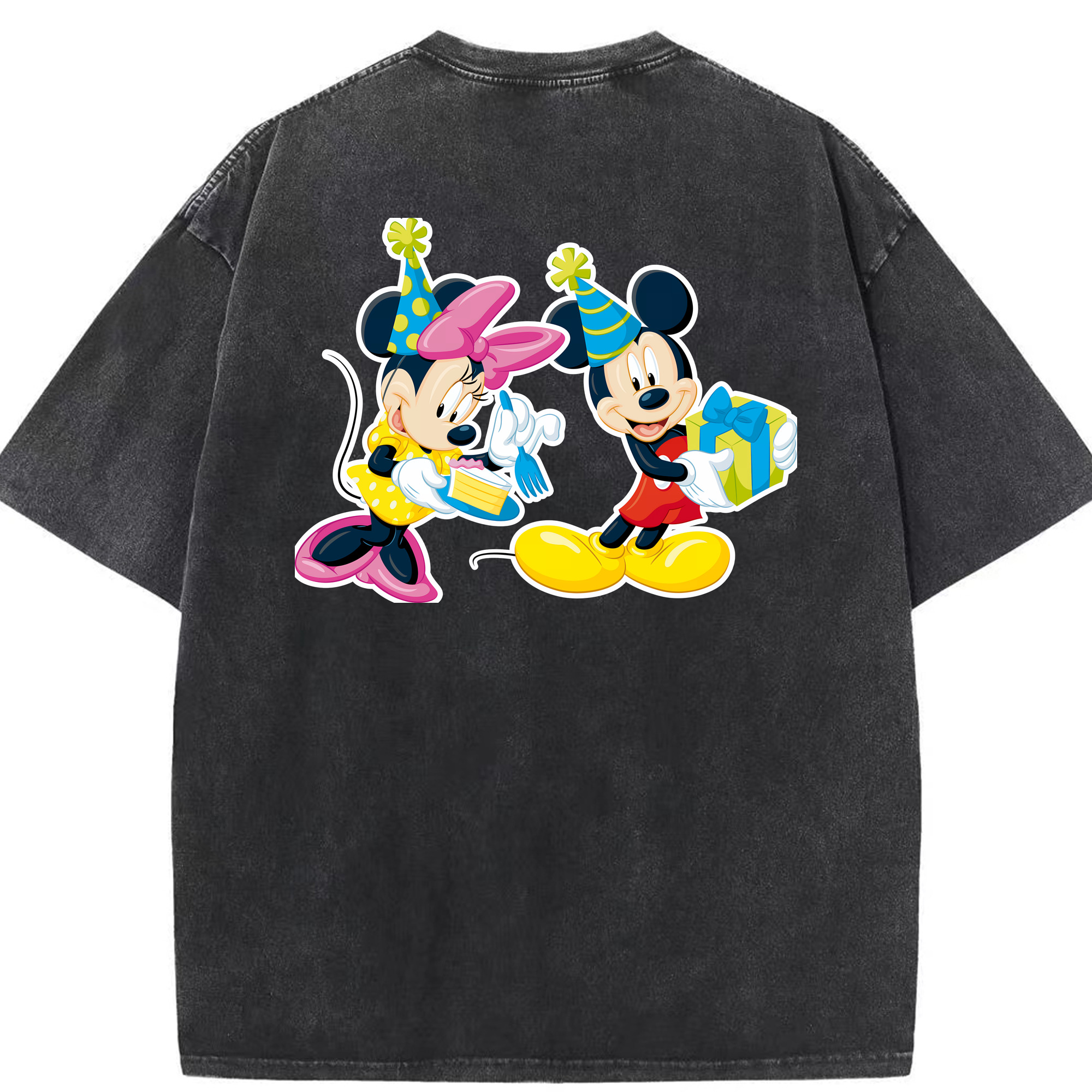 （画像用） ミッキーマウス Mickey Mouse 綿100% ヴィンテージ風 半袖Tシャツ（背面プリント）