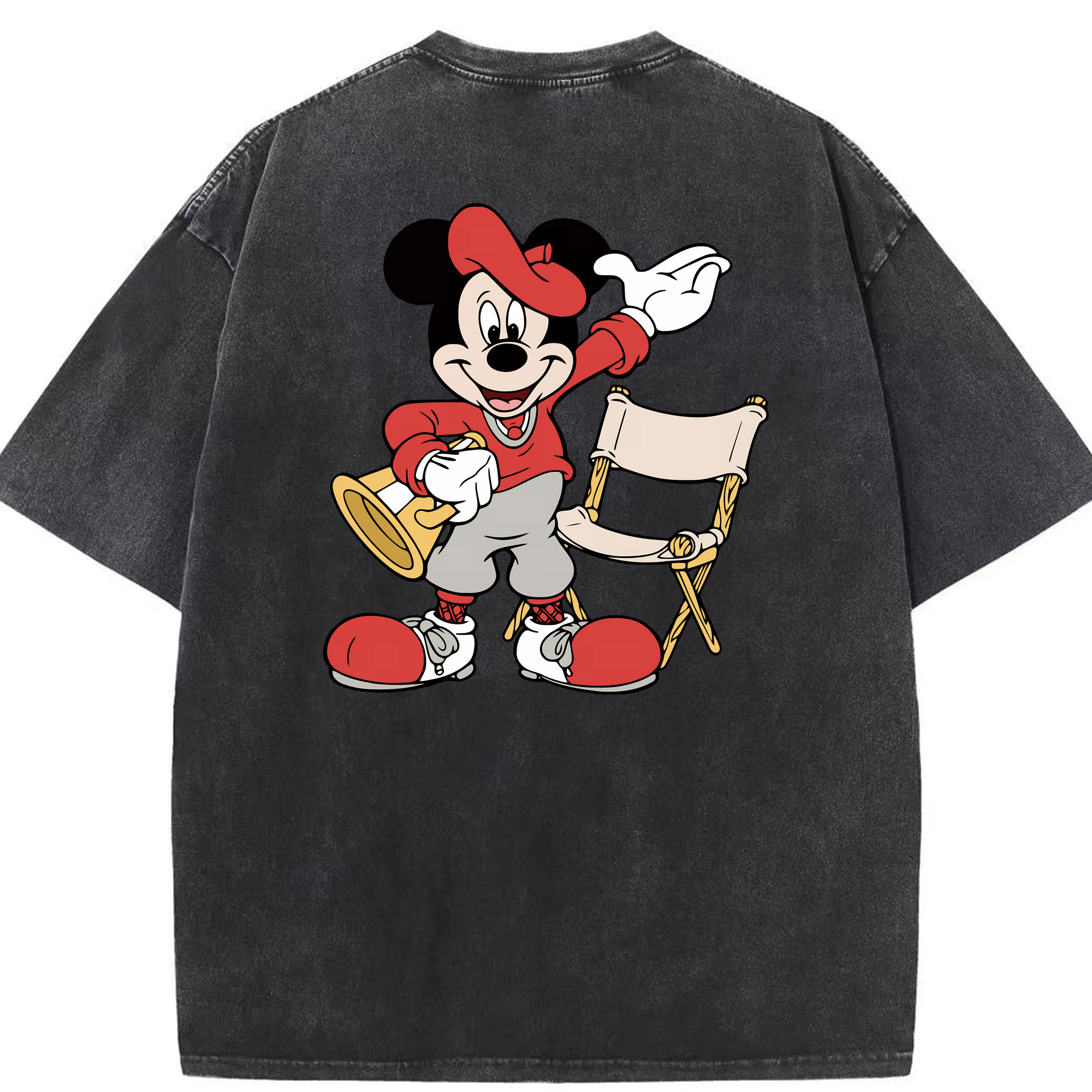 （画像用） ミッキーマウス Mickey Mouse 綿100% ヴィンテージ風 半袖Tシャツ（背面プリント）