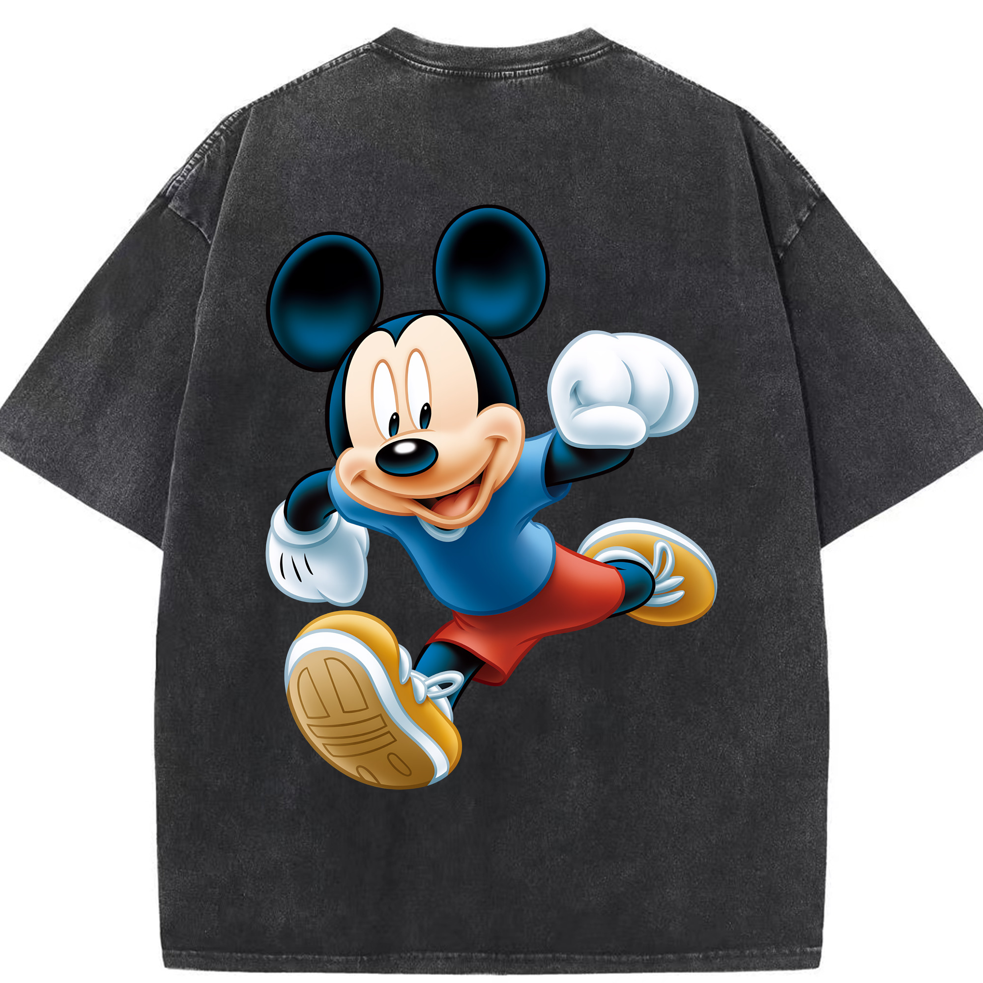 （画像用） ミッキーマウス Mickey Mouse 綿100% ヴィンテージ風 半袖Tシャツ（背面プリント）
