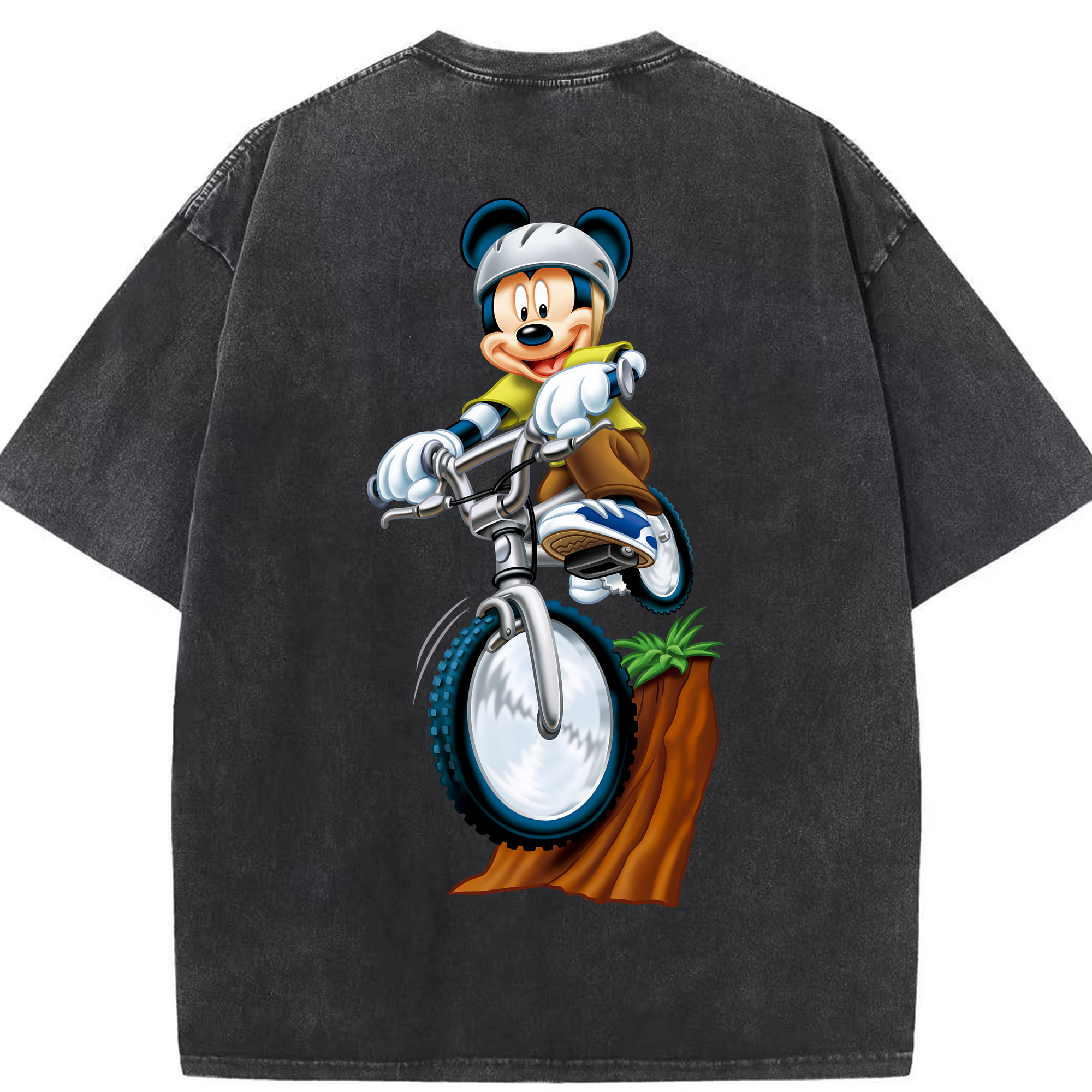 （画像用） ミッキーマウス Mickey Mouse 綿100% ヴィンテージ風 半袖Tシャツ（背面プリント）