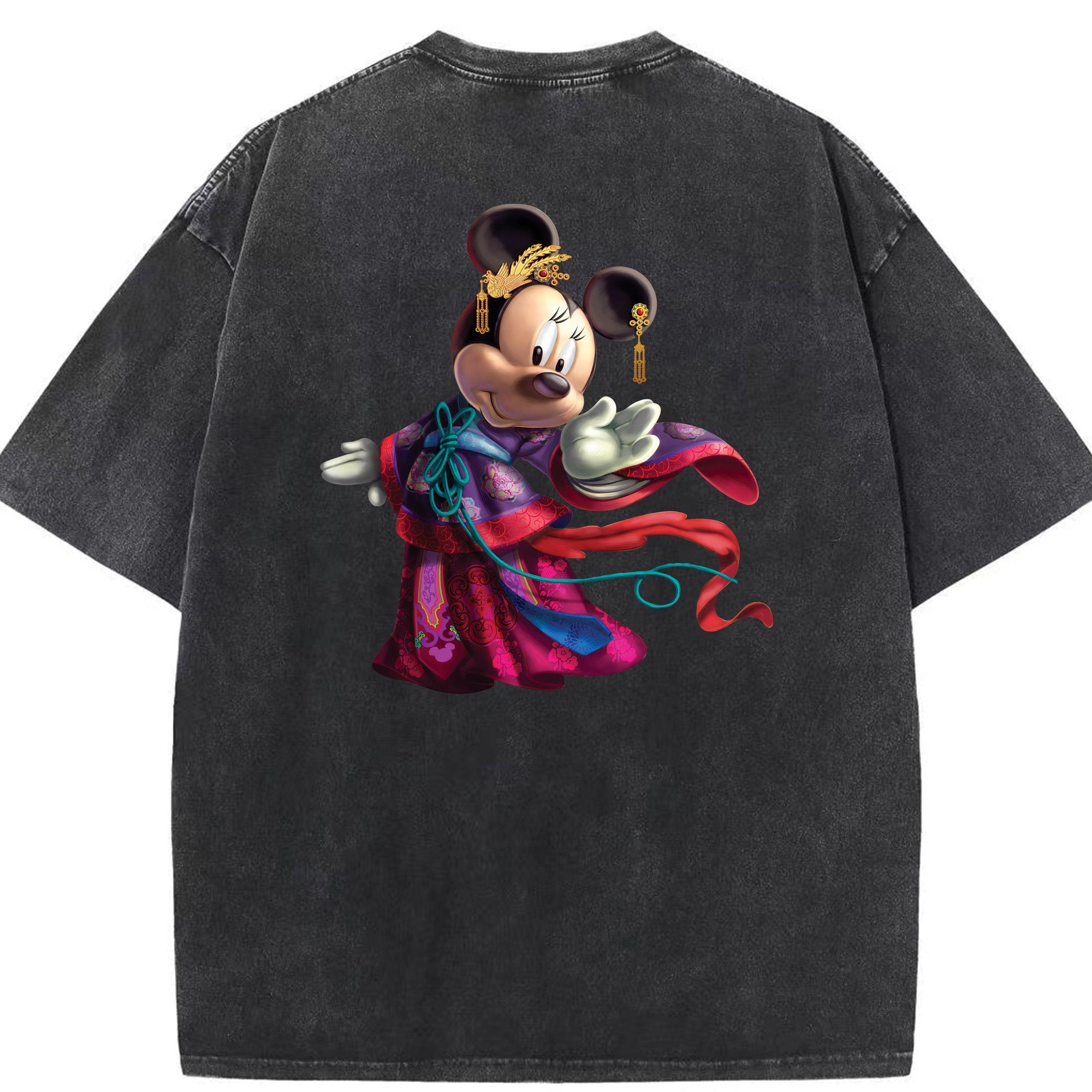（画像用） ミッキーマウス Mickey Mouse 綿100% ヴィンテージ風 半袖Tシャツ（背面プリント）