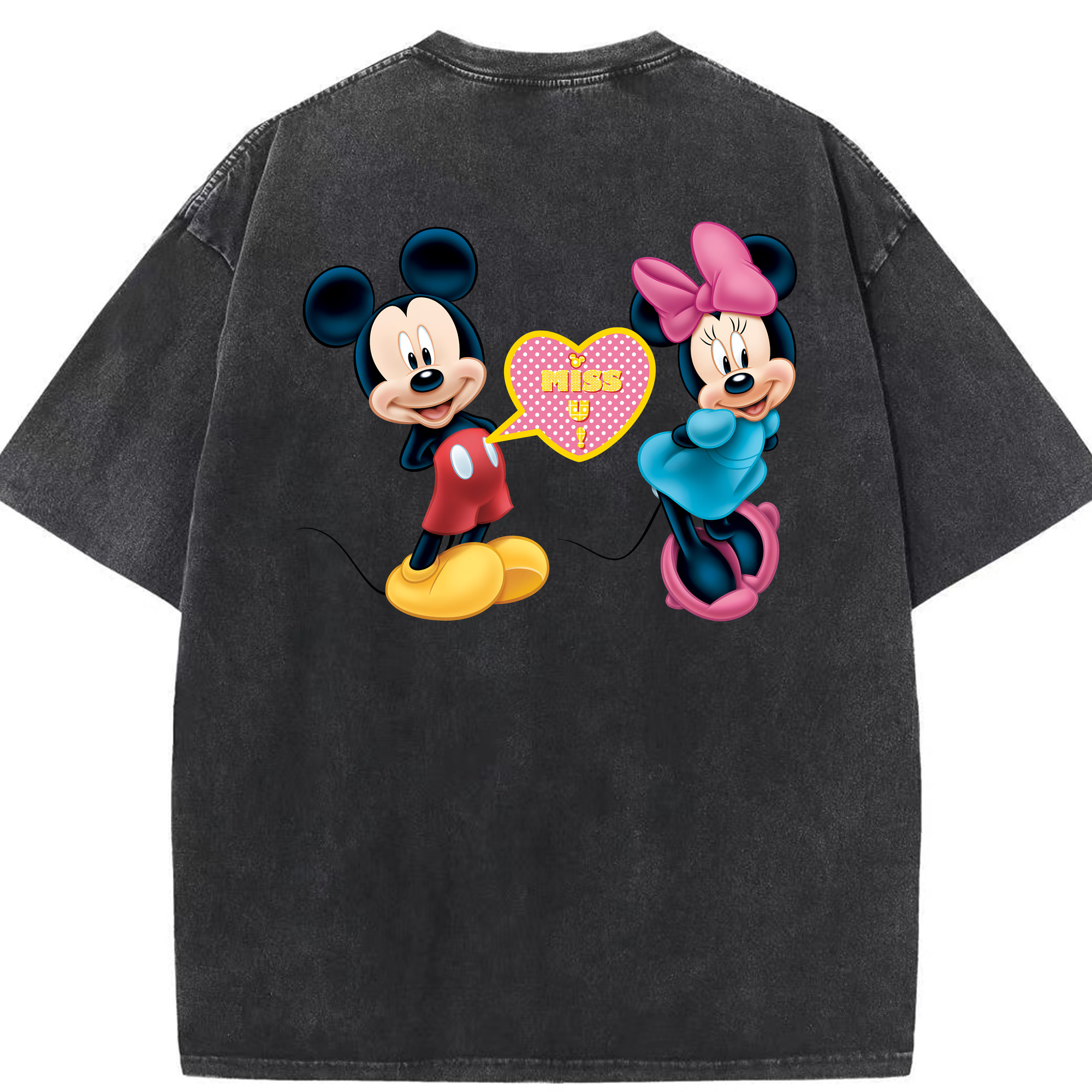 （画像用） ミッキーマウス Mickey Mouse 綿100% ヴィンテージ風 半袖Tシャツ（背面プリント）
