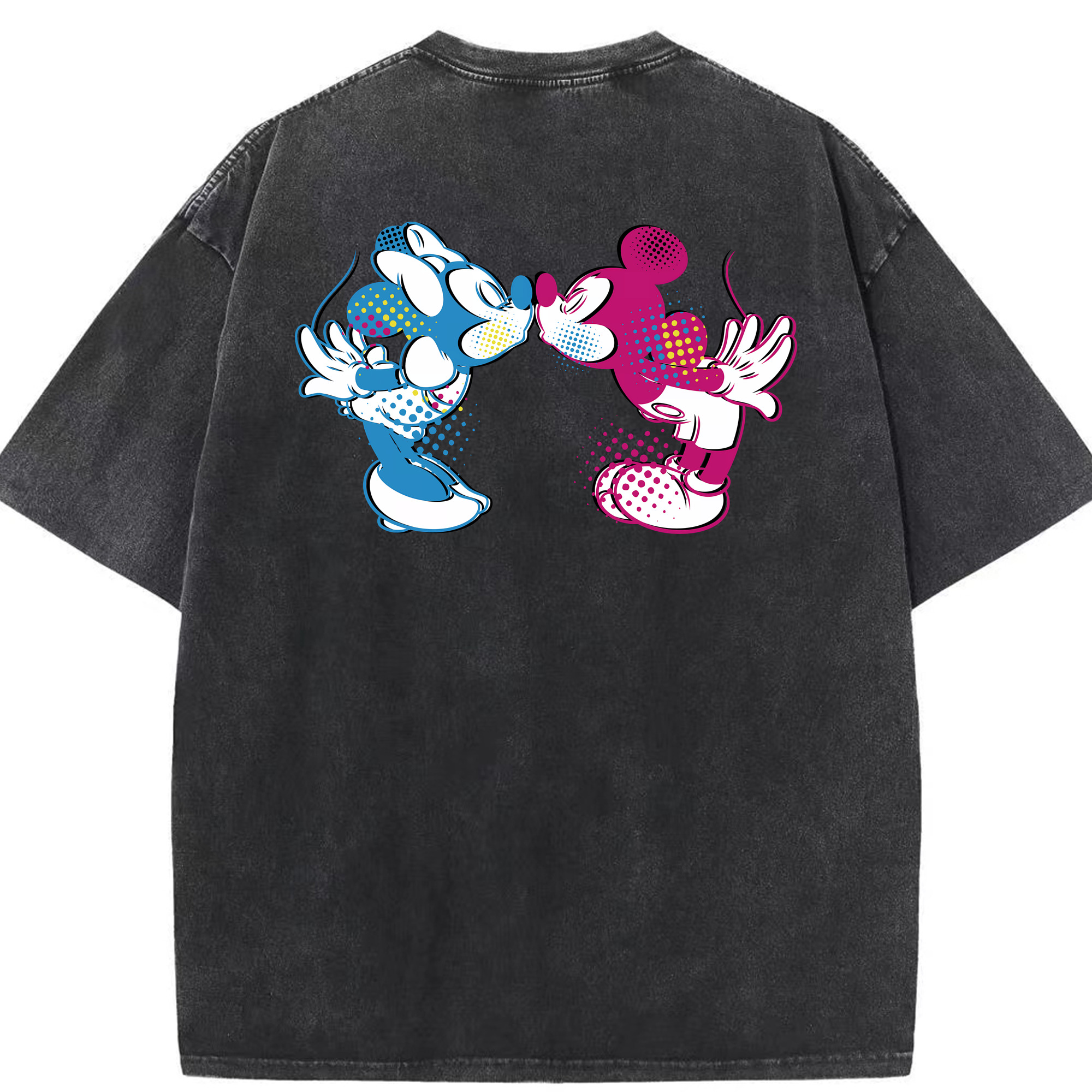 （画像用） ミッキーマウス Mickey Mouse 綿100% ヴィンテージ風 半袖Tシャツ（背面プリント）