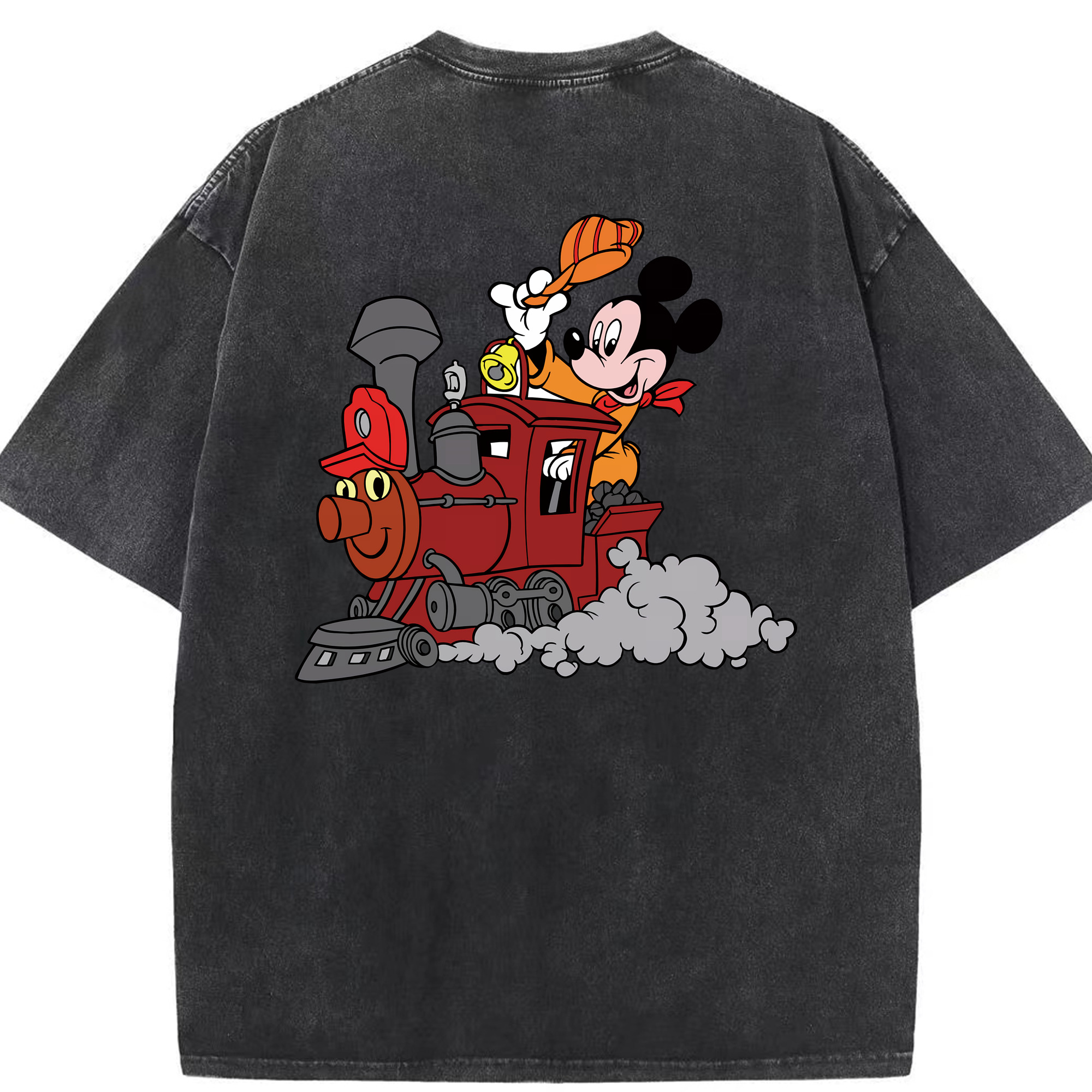 （画像用） ミッキーマウス Mickey Mouse 綿100% ヴィンテージ風 半袖Tシャツ（背面プリント）