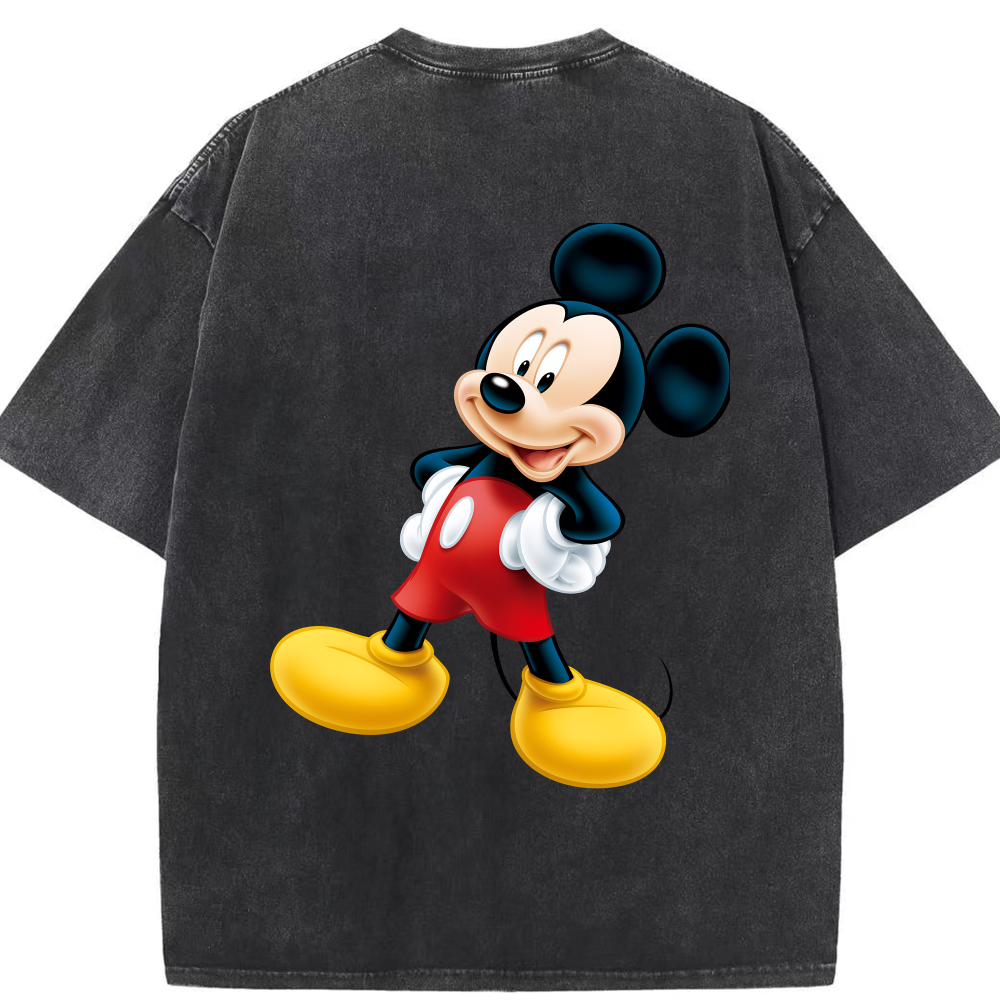 （画像用） ミッキーマウス Mickey Mouse 綿100% ヴィンテージ風 半袖Tシャツ（背面プリント）