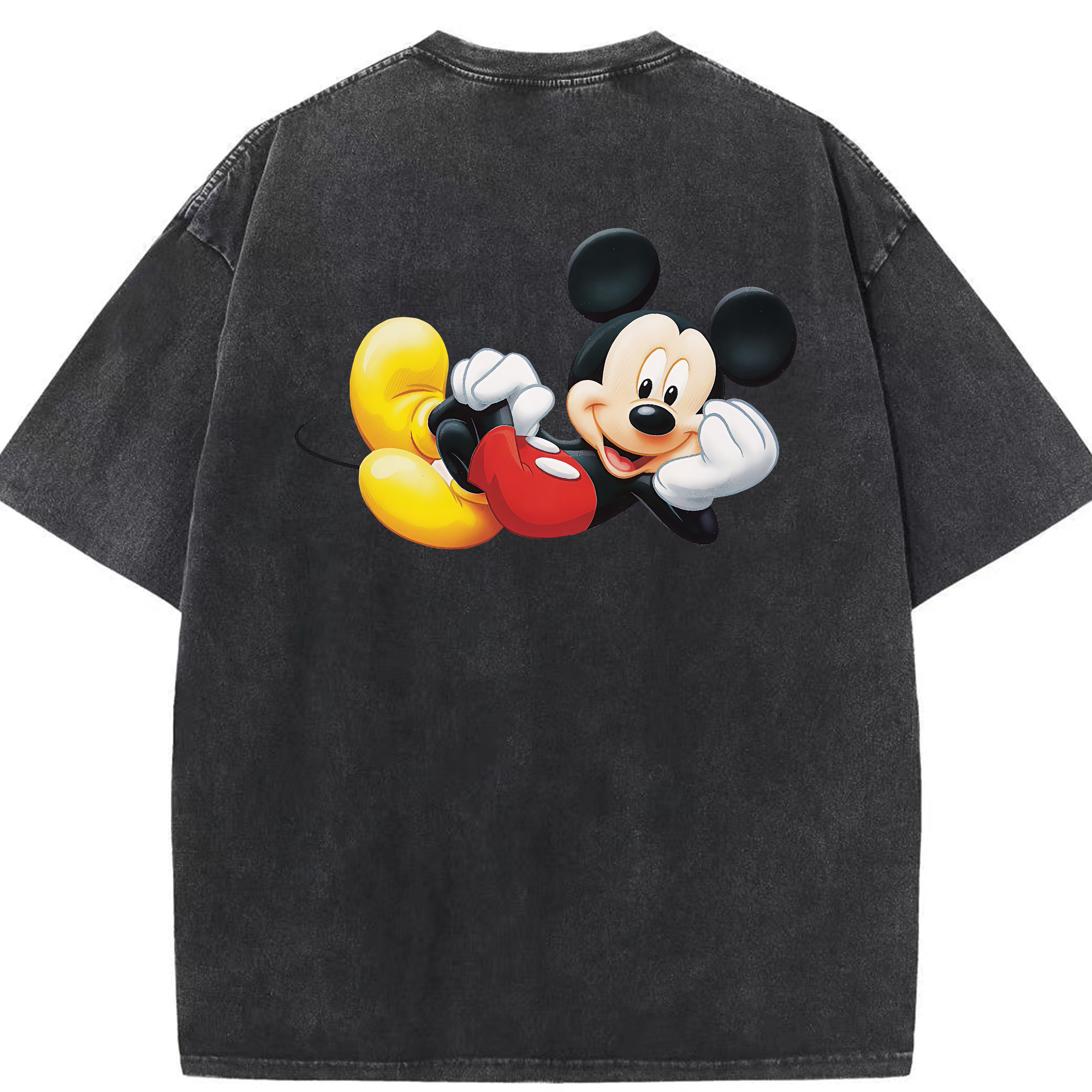 （画像用） ミッキーマウス Mickey Mouse 綿100% ヴィンテージ風 半袖Tシャツ（背面プリント）