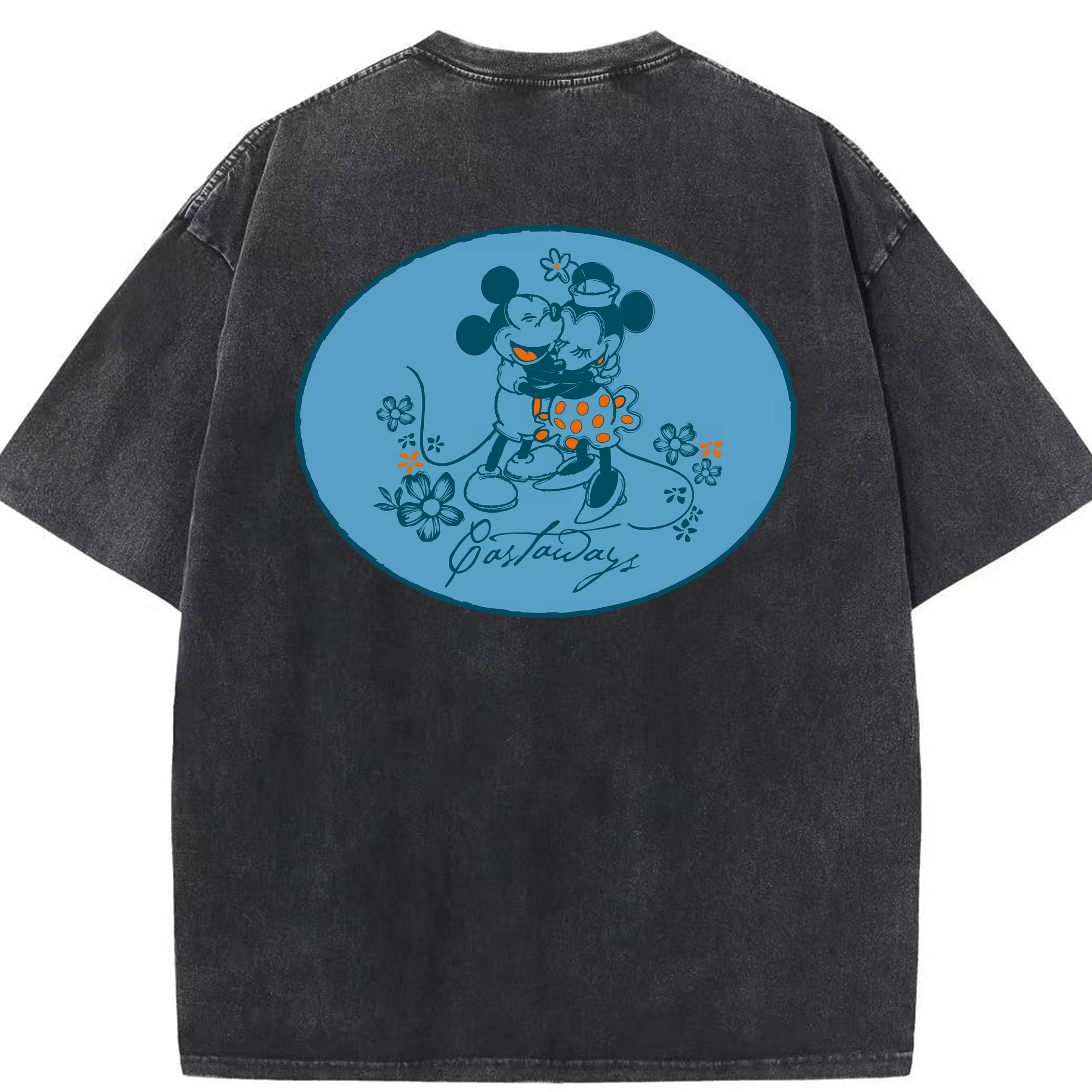 （画像用） ミッキーマウス Mickey Mouse 綿100% ヴィンテージ風 半袖Tシャツ（背面プリント）