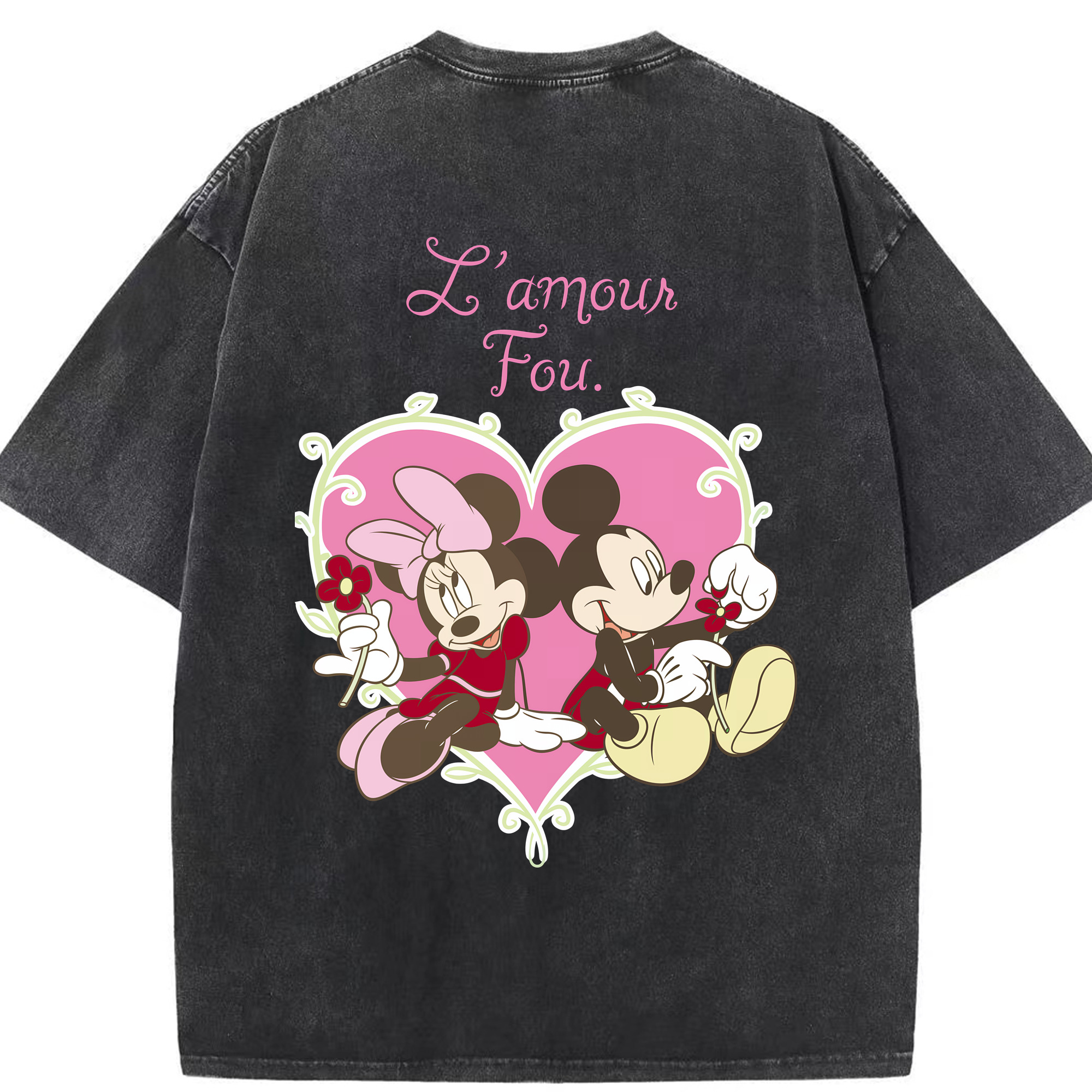 （画像用） ミッキーマウス Mickey Mouse 綿100% ヴィンテージ風 半袖Tシャツ（背面プリント）