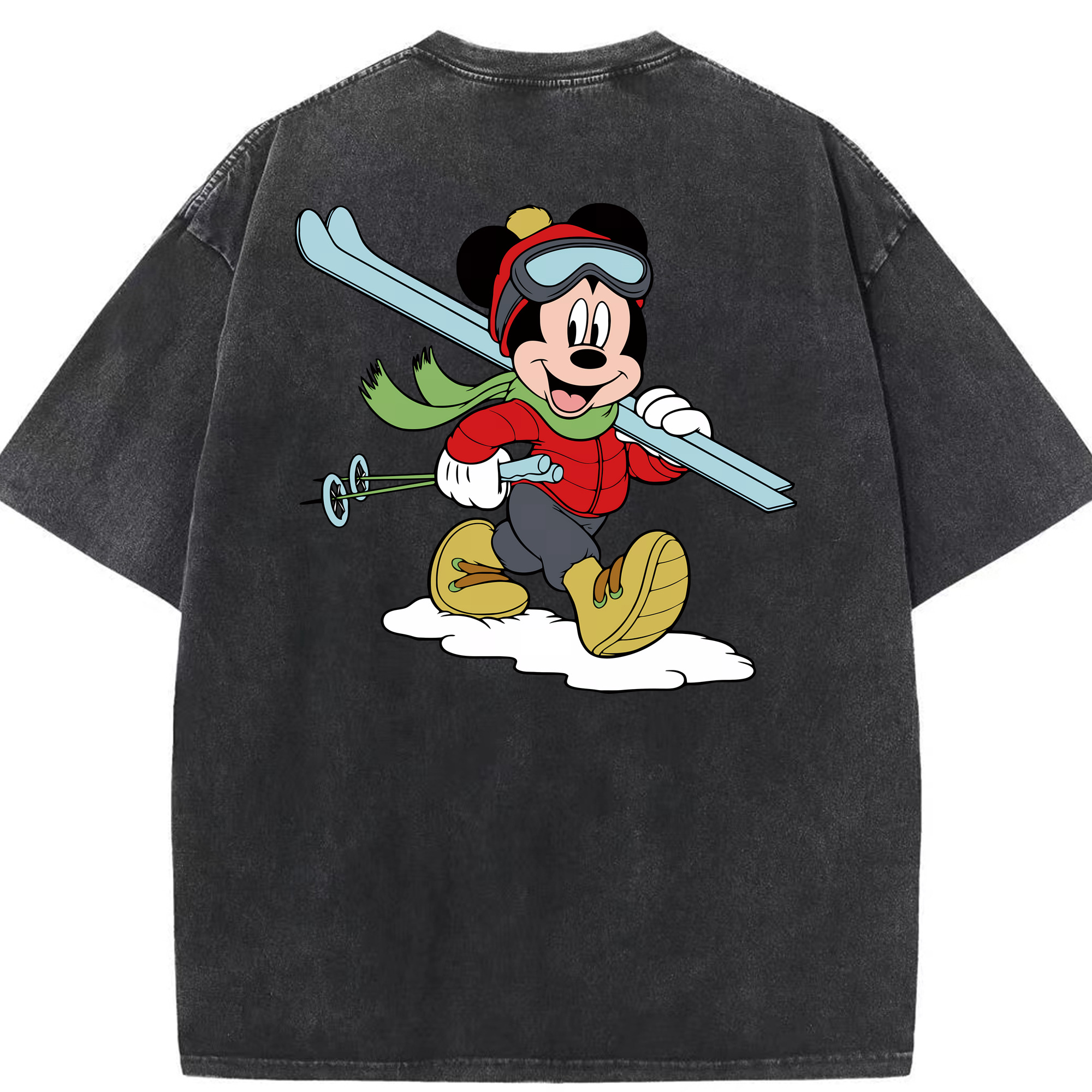 （画像用） ミッキーマウス Mickey Mouse 綿100% ヴィンテージ風 半袖Tシャツ（背面プリント）