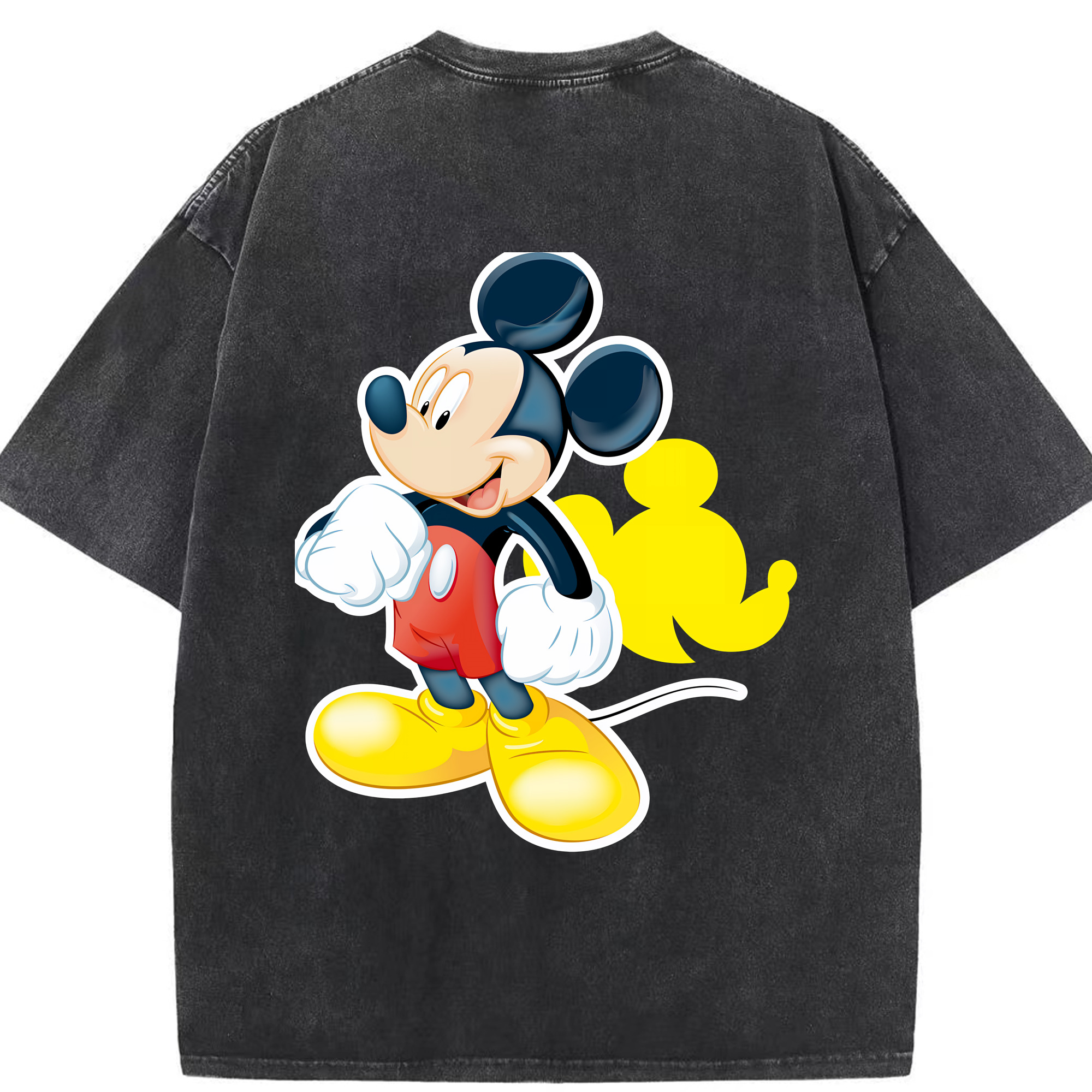 （画像用） ミッキーマウス Mickey Mouse 綿100% ヴィンテージ風 半袖Tシャツ（背面プリント）