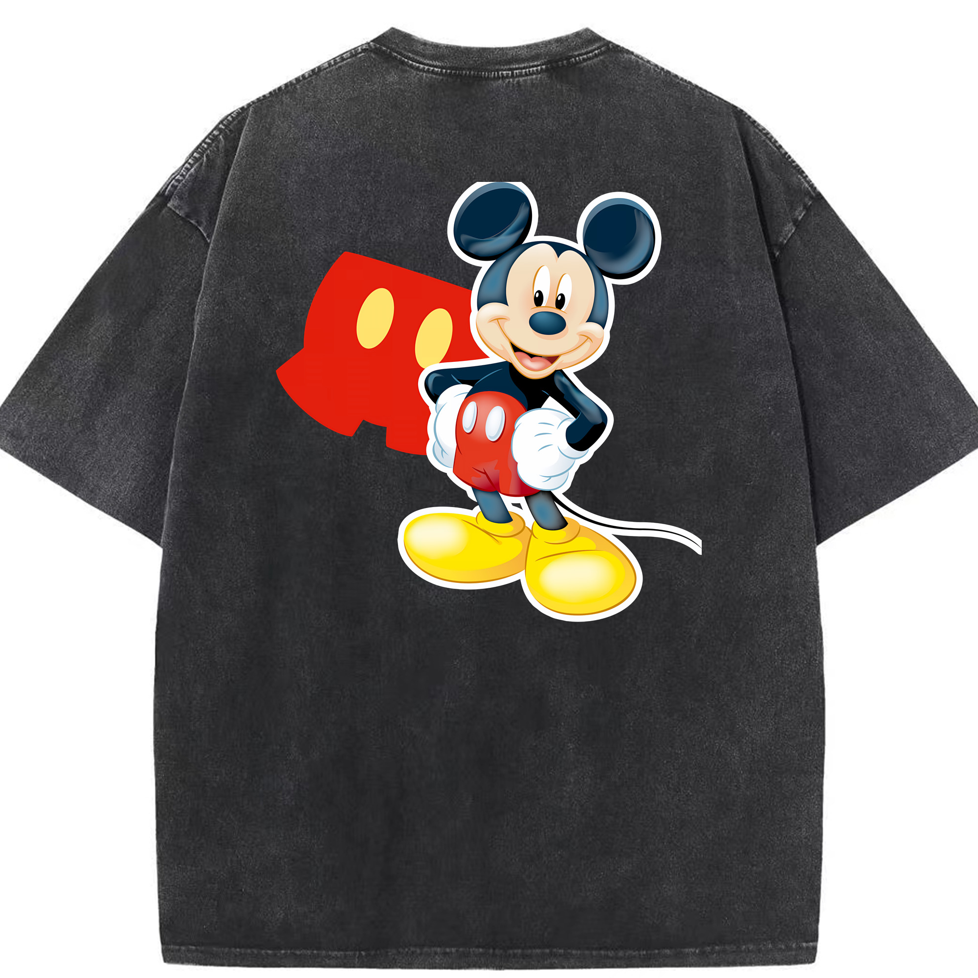 （画像用） ミッキーマウス Mickey Mouse 綿100% ヴィンテージ風 半袖Tシャツ（背面プリント）